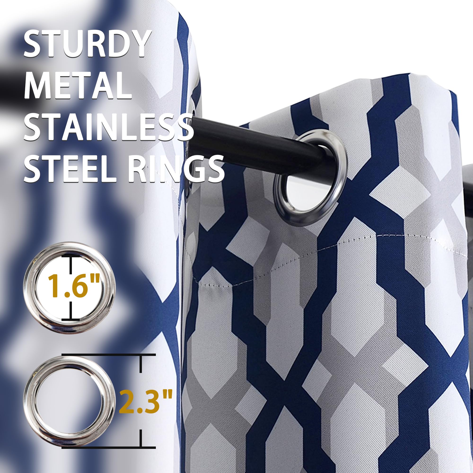 DriftAway Mason Thermal Blackout Grommet Window Curtains Geometric Trellis Pattern 2 Panels Each 52 Inch by 84 Inch Navy