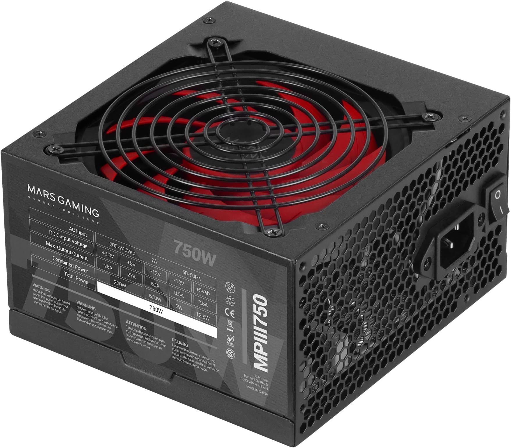 Mars Gaming MPIII750, Alimentation PC ATX 750W, 5 Ans De Garantie Technologie Ai Rpm Silencieuse Efficacite 85 Noir Fiche Technique Et Prix Au Maroc