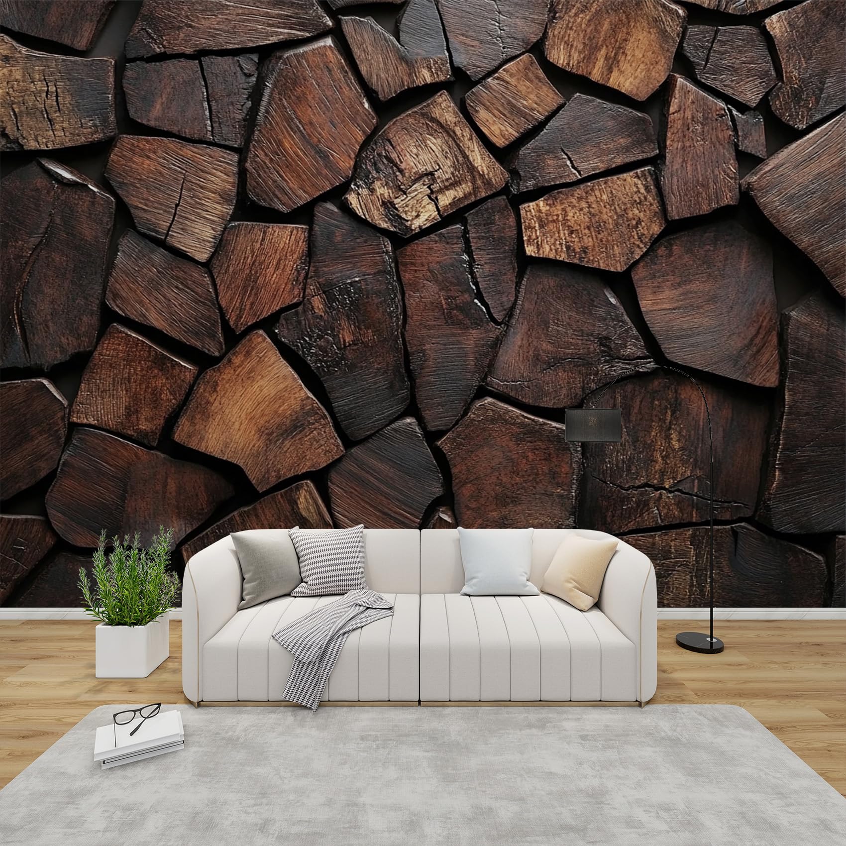 AevuCub Farmhouse Wallpaper for Living Room - Rustic Wooden Wall Murals for Bedrooms, Wood Effect Wall Art, Non-Woven Photo Wallpaper 3D Effect, 250x175 cm