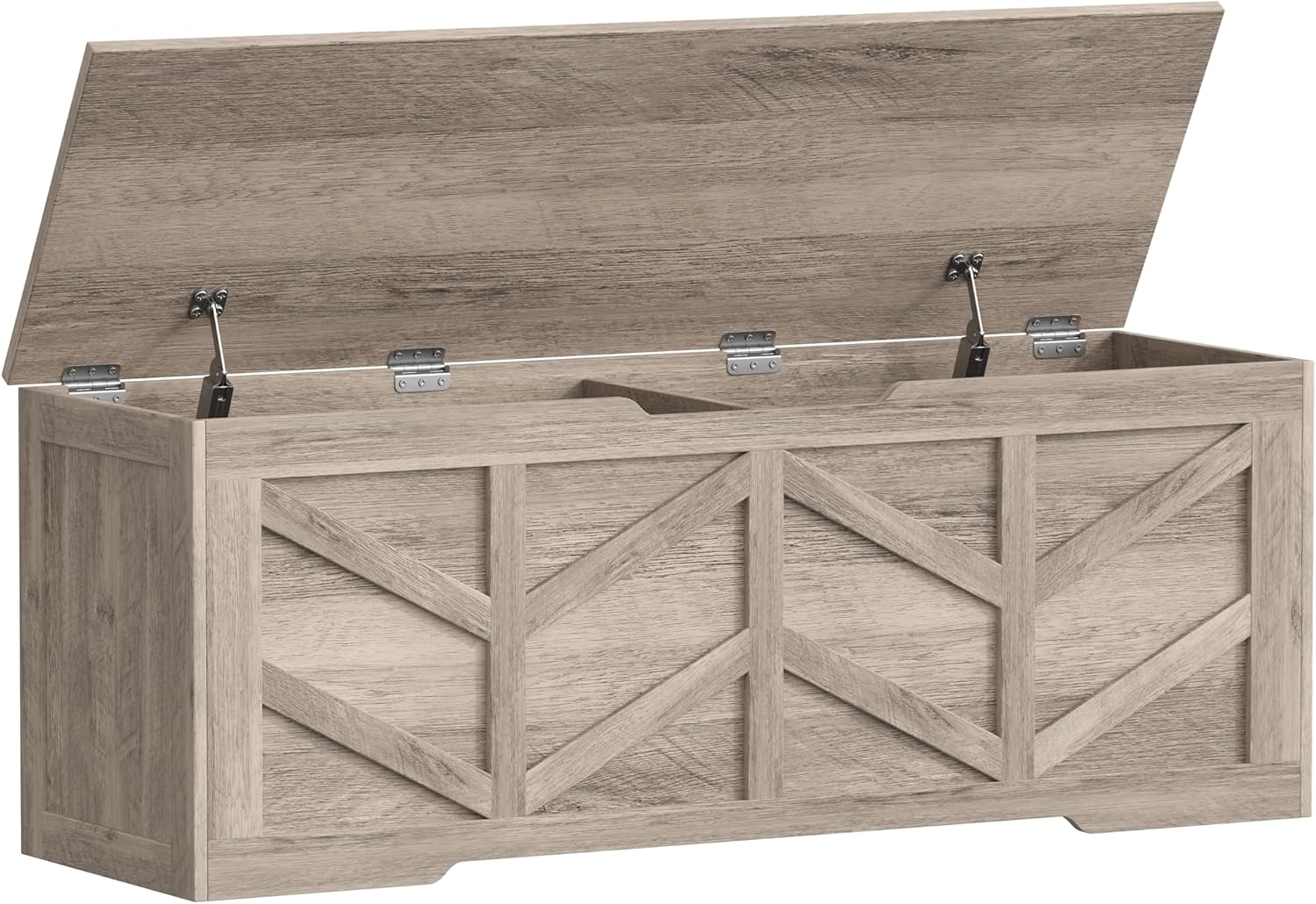 51.2" Storage Chest, Extra Large Storage Bench with 2 Safety Hinges, Storage Trunk Supports 330 lb, Wooden Blanket Storage for Bedroom, livingroom, entryway, Greige