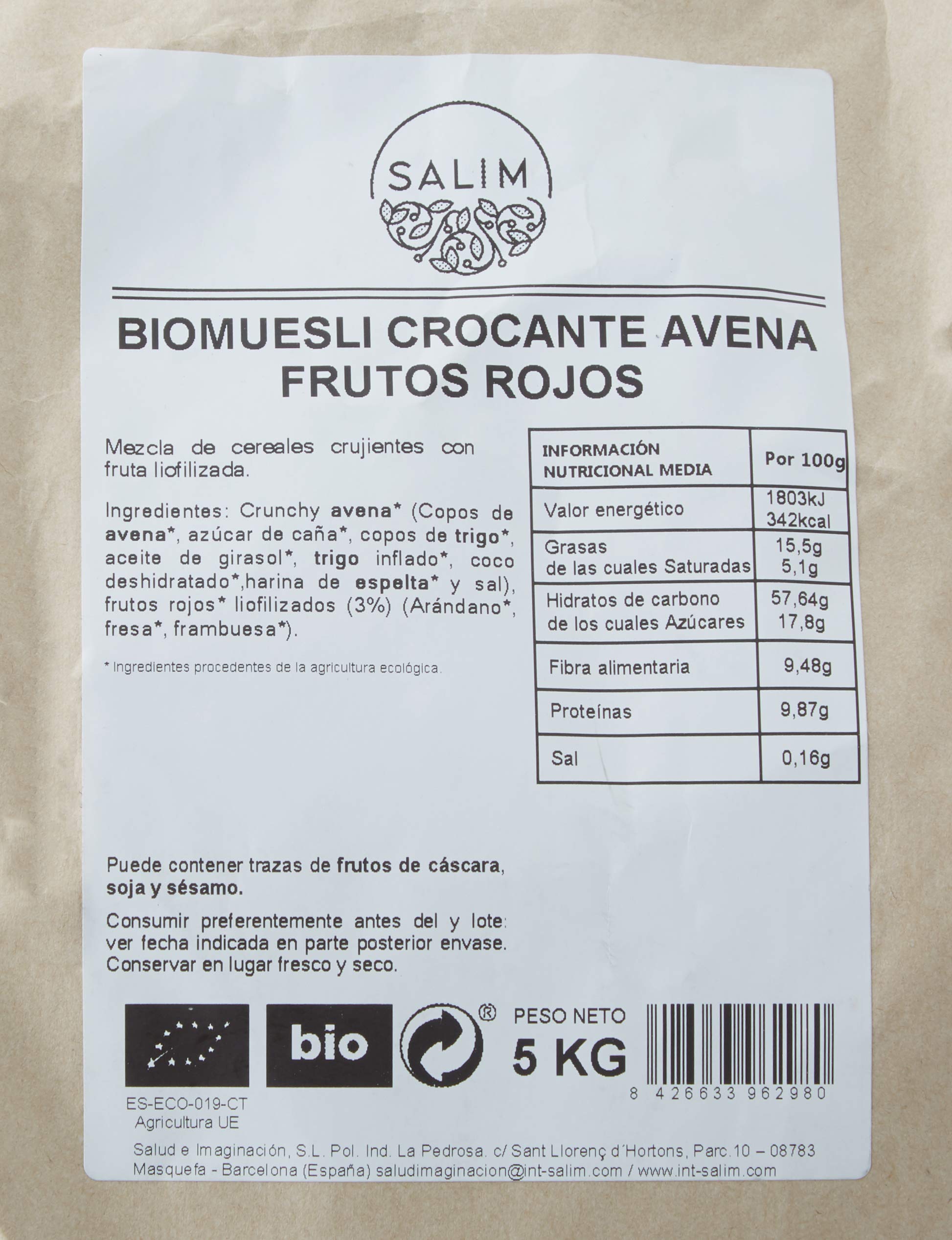 Graneles Granel Eco Biomuesli Crocante Avena F.Rojos 5 Kggr 5000 g