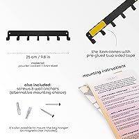 Vista 3 de Key Holder Steel Metal Wall Key Hanger with Hooks for car, Apartment, Storage, Keys Black. Adhesive Tape Included.