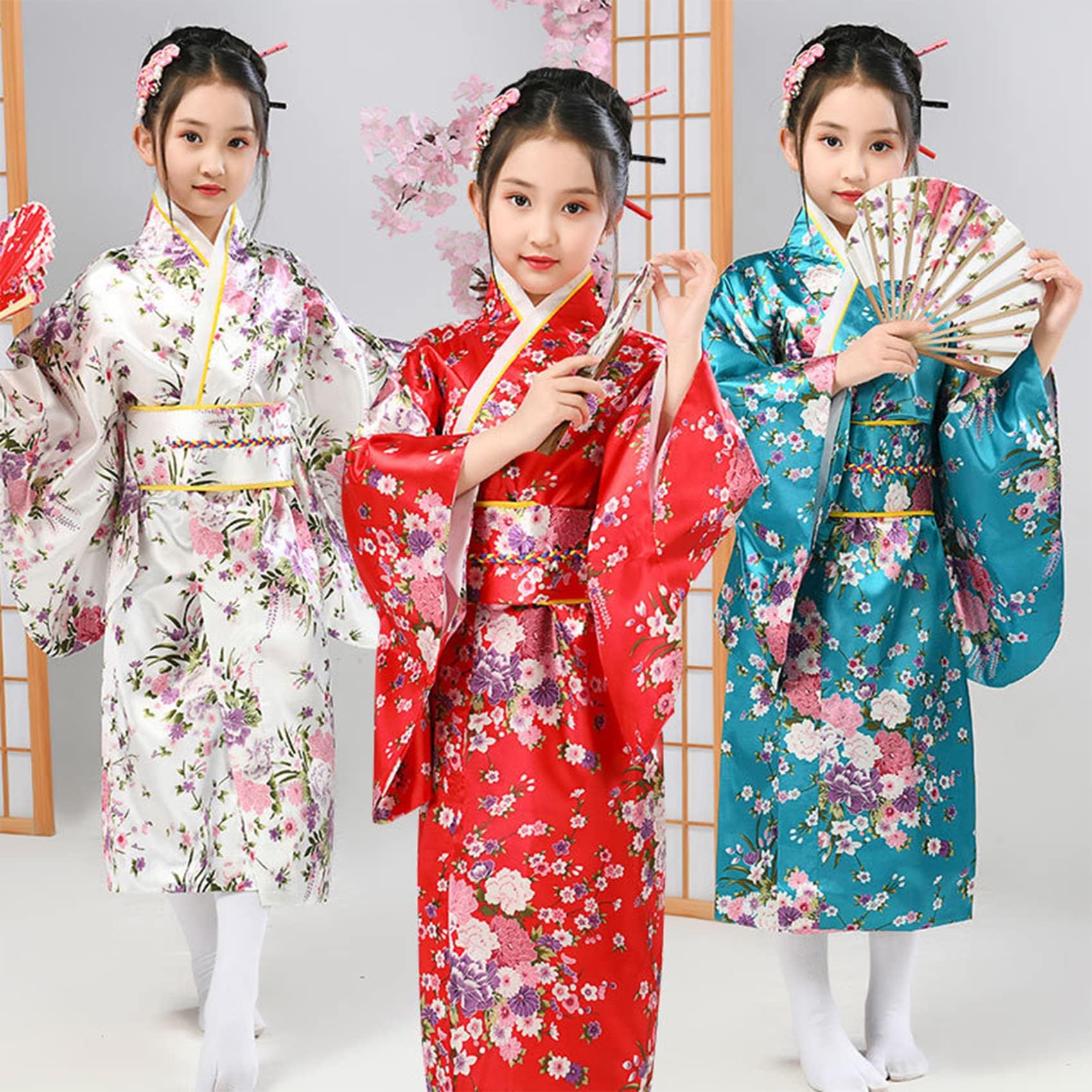 Kimono Japoński Szata Yukata Tradycyjny, Styl Japoński, Satynowa Sukienka, Koszule Cosplay, Sukienka Studniówkowa, Spa Szata Dziewczyna, Wentylator Skłaniany, Skarpety Tabi
