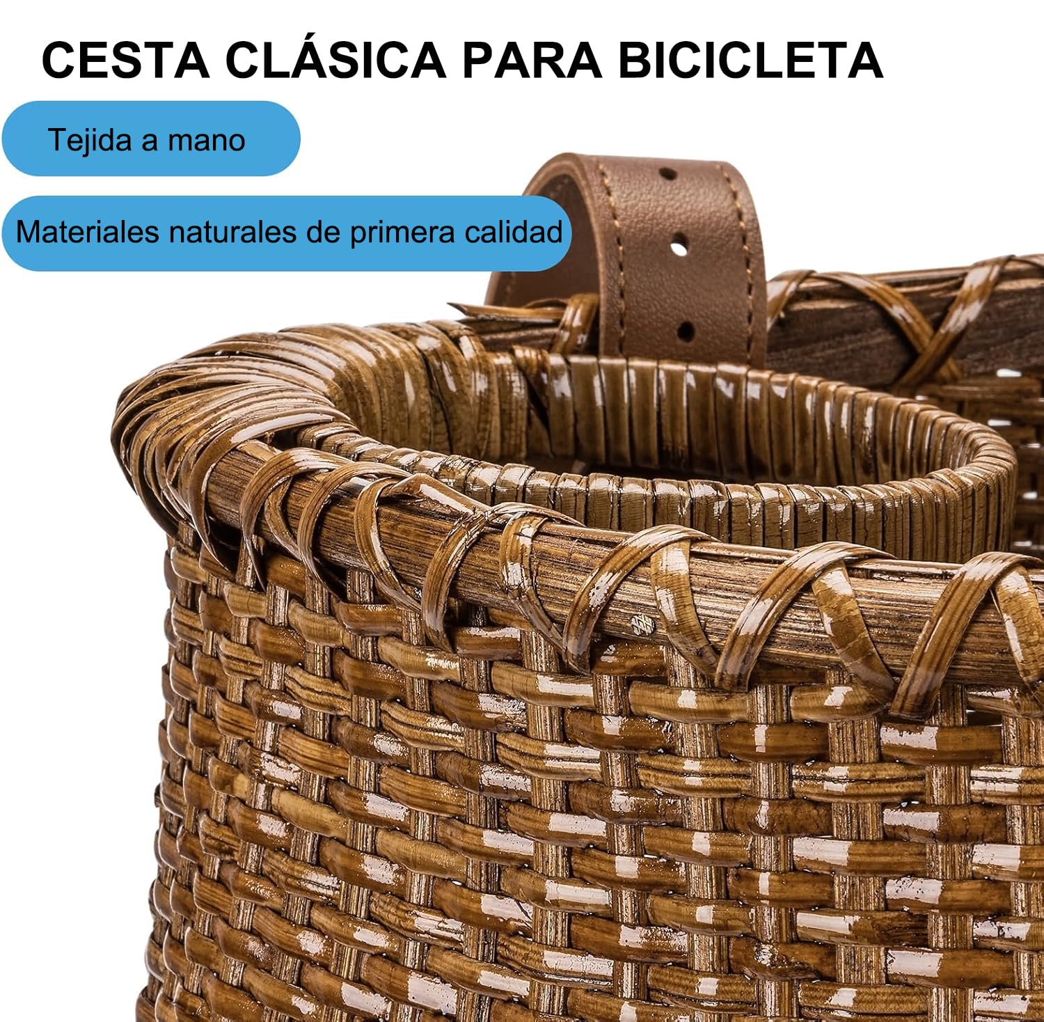 CXWXC Cesta de Bicicleta – Cestas de ratán Hechas a Mano para niñas y Mujeres – Cesta Frontal para Bicicleta con Soporte para Taza de café para Crucero de Playa, Scooter, Bicicleta eléctrica