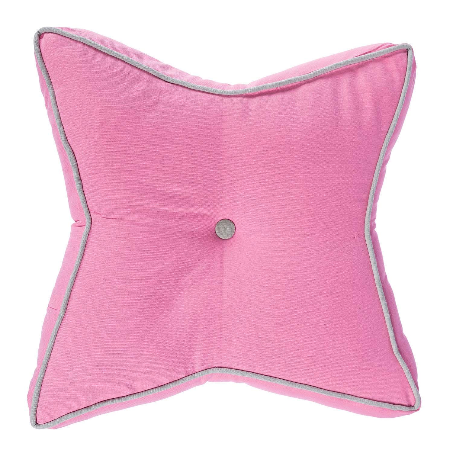 Homescapes Pink 100% Cotton Stars Star Floor Cushion, 48 X 7 Cm, Grey, Oeko-Tex Certified, Handcrafted, 19 X 3"