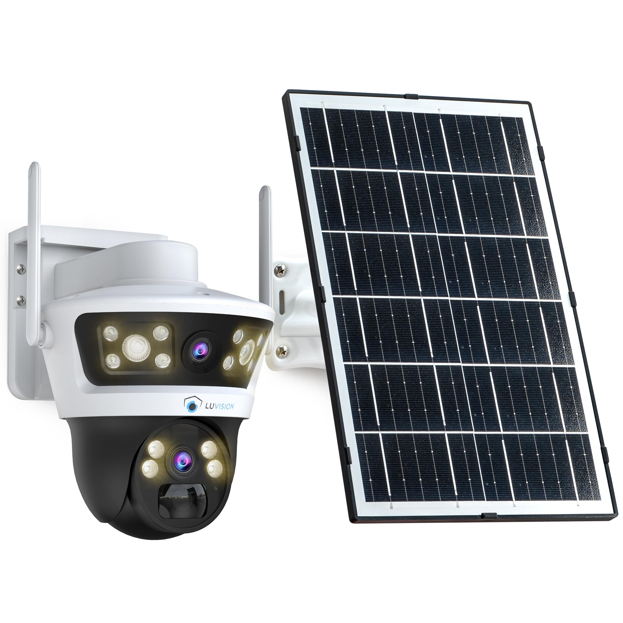 4G LTE【Doppeltes Objektiv】PTZ Solar Überwachungskamera mit SIM Karte außen, 7W Solarpanel, 18000mAh Akku 4MP, 2-Wege Audio, KI Bewegungserkennung, Farb Nachtsicht, Auto Tracking AOV 24/7 Daueraufnahme