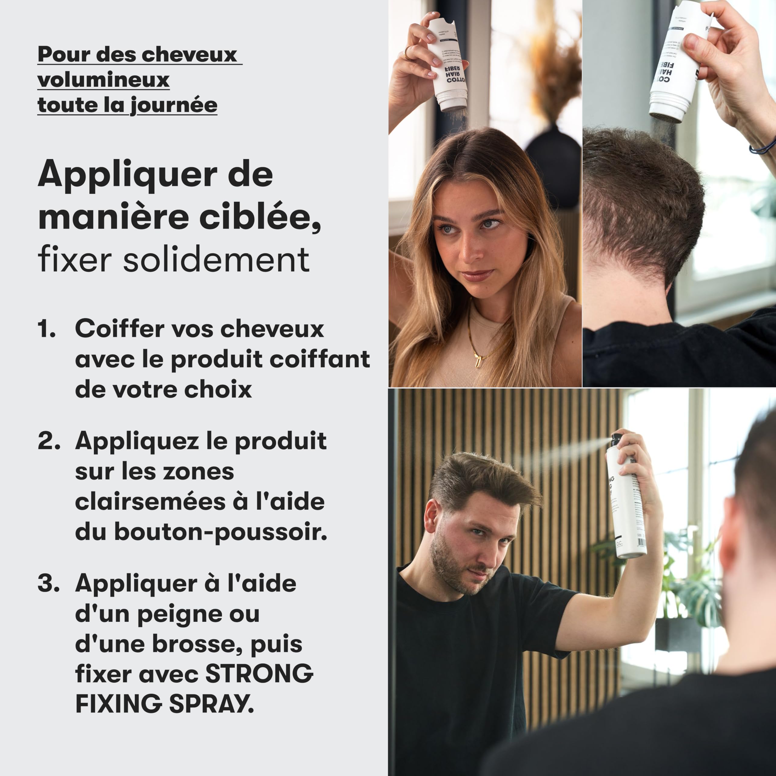 O.C. HAIRCARE Cheveux dispersés pour épaissir les cheveux - Pour les zones chauves en haut et en arrière - Recommandé par les salons - 11 couleurs - Cheveux résistants