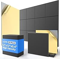 Vista 9 de Paquete de 20 paneles acústicos con autoadhesivo, paneles de espuma de alta densidad a prueba de sonido de 12 x 12 x 0.4 pulgadas para paredes