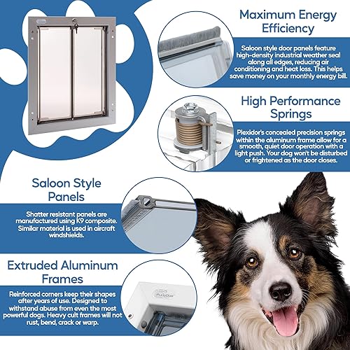 Miniatura 5 de PlexiDor Performance Pet Doors for Dogs and Cats - Puerta de perro con cerradura y llave - Plata, tamaños grandes