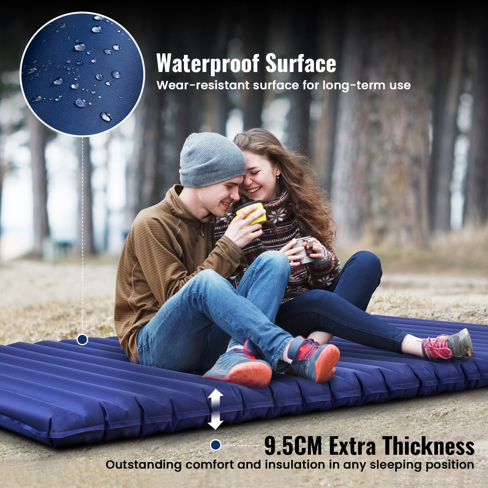 HIKENTURE Matelas De Camping Auto-Gonflant 10cm - Pompe Électrique Intégrée, R 9.5, Ultra Confort