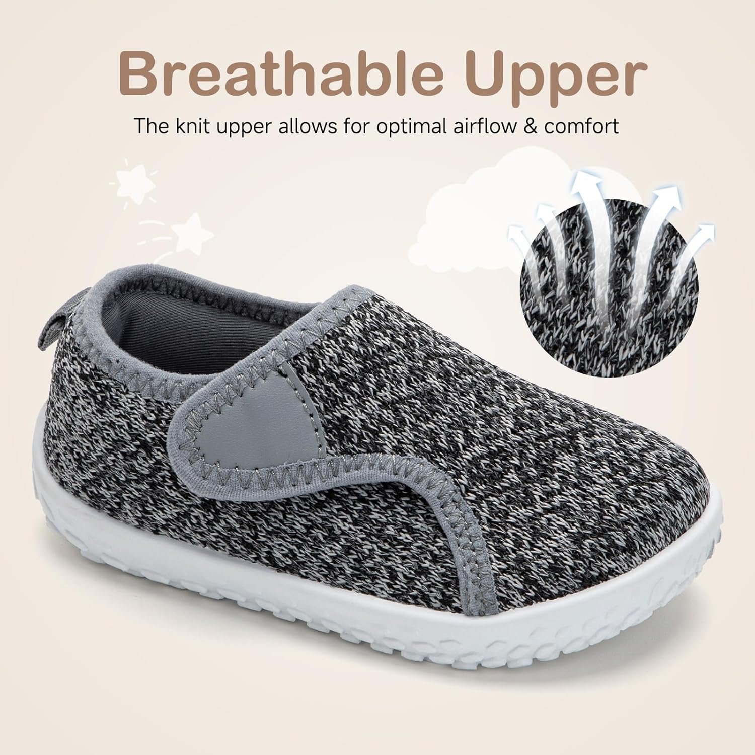 nerteo Toddler Boy Girl Sneakers Wide Toe Box Adjustable Barefoot Slip on Shoes Lightweight Walking Running Non-Slip Breathable Tennis Athletic School Gym Shoes - Image 2