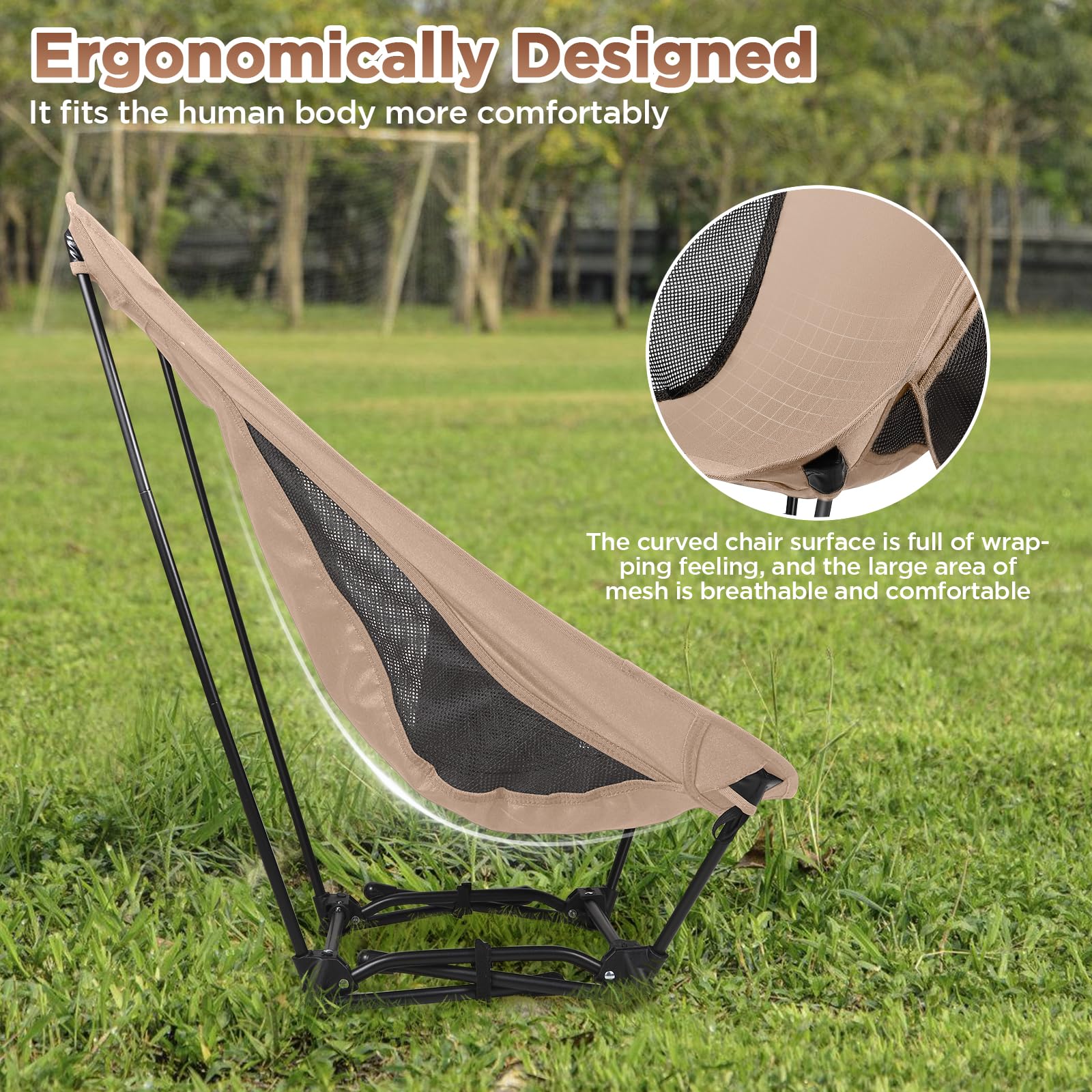 Sedia Da Campeggio Pieghevole Ultraleggera In Alluminio 7075, Portata 136 Kg, Con Schienale Alto, Tasca E Borsa