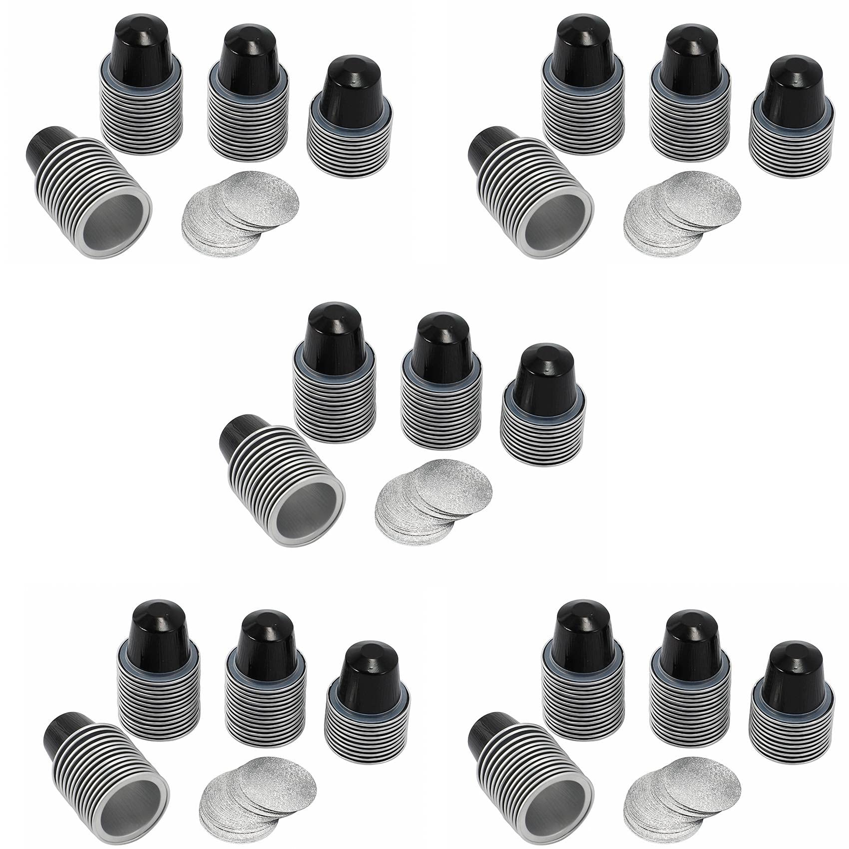 Juego de 250 cápsulas de café rellenables, cápsulas de café desechables, suministros de café, color negro