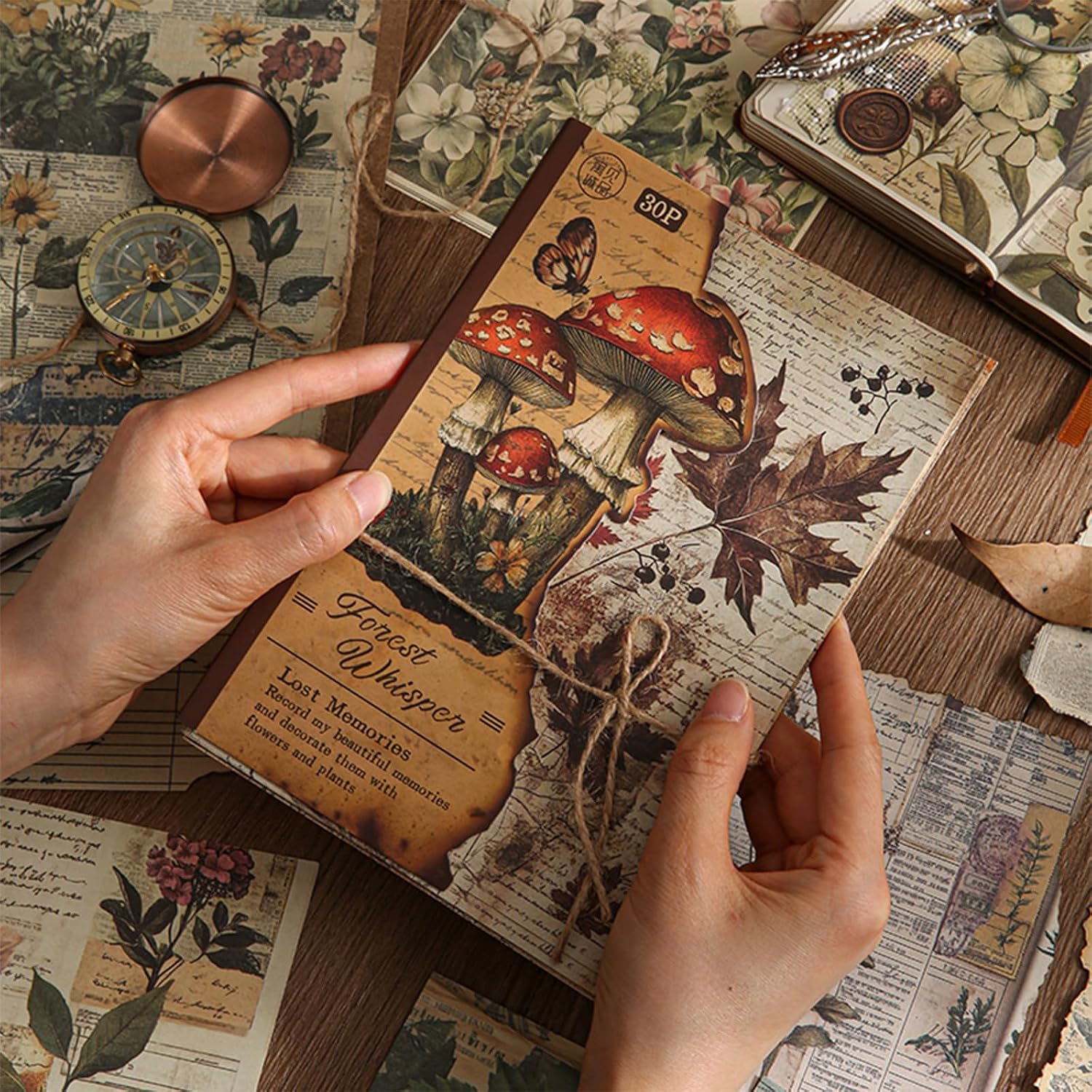 120 Pcs Deco Papers for Scrapbooking, 5.5*5.5in Vintage Decoupage Paper Junk Journal Supplies, Retro Flower Butterfly Ephemera Paper Pack Diary Room Decor Wall Art Collage Album (Lost Memory)