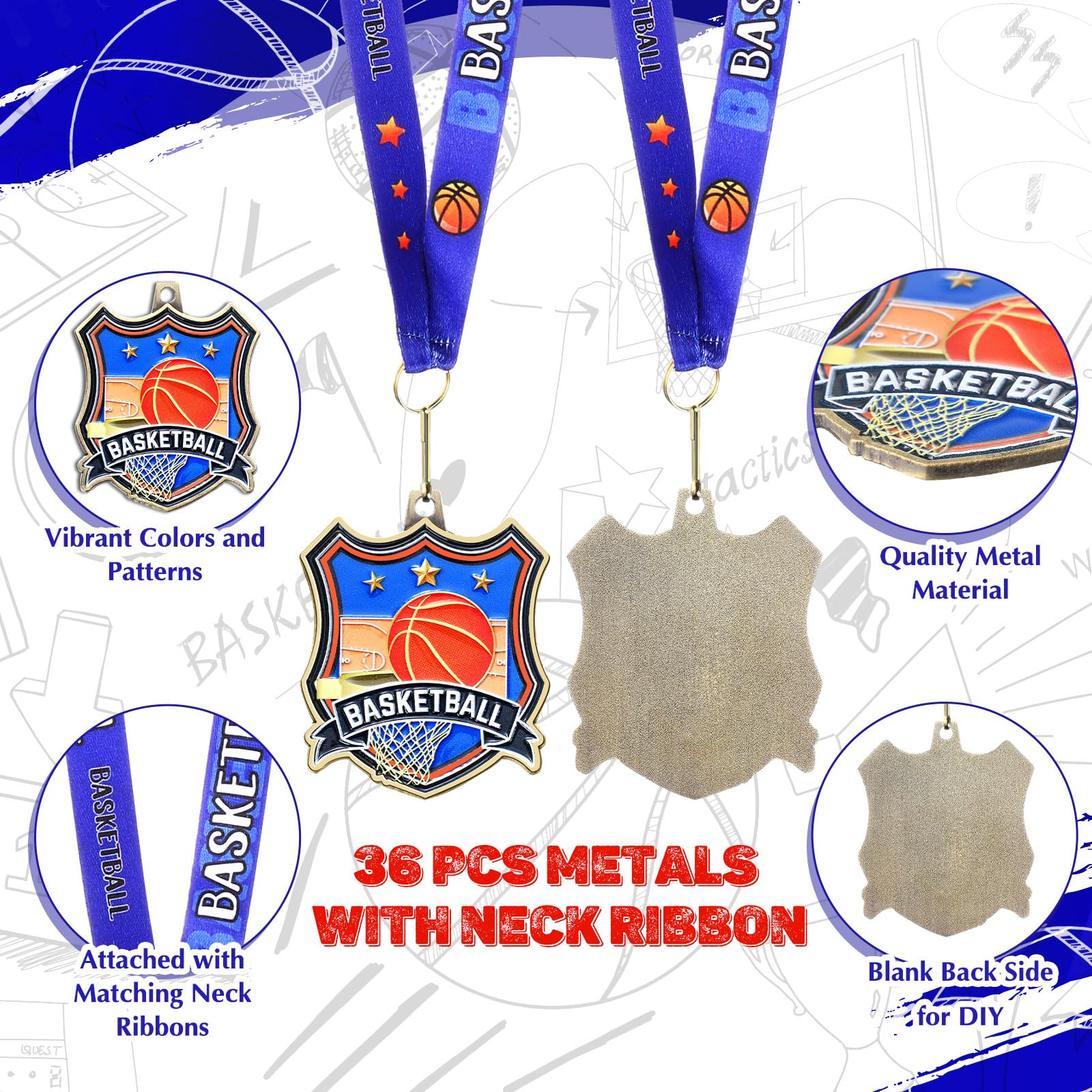 12/24/36 Großpackung 6,50 cm Preismedaillen mit Nackenband Sportsiegermedaille für Mannschaftsturniere Auszeichnungen Wettbewerbe Schulspiele Partygeschenke