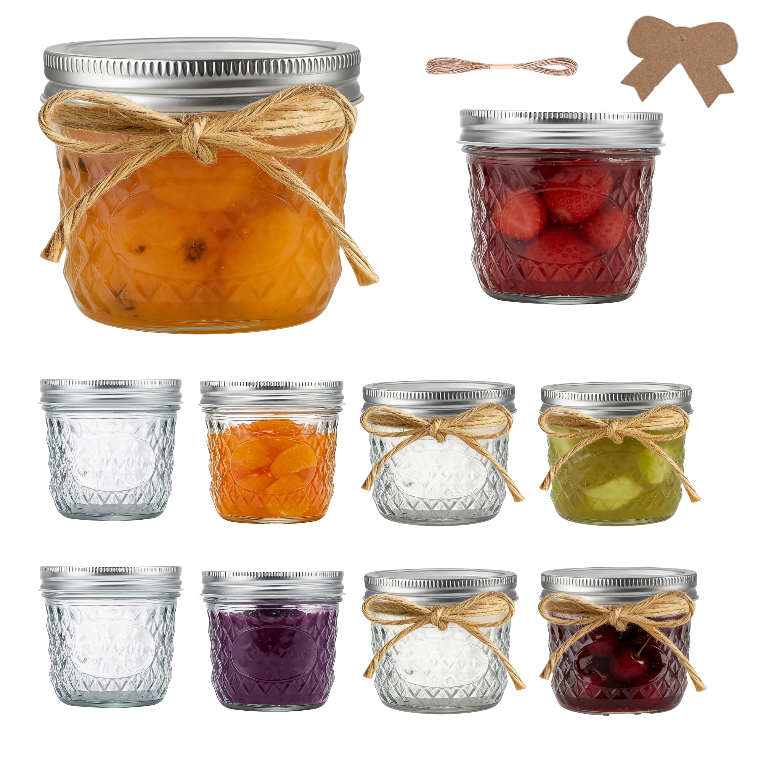 8 Piezas Tarros de Cristal para Conservas 300ml, Mini Tarros de Cristal Transparente de con Tapa, Tarros de Mermelada de 300ml Mason Jar para Miel, Yogur, Conservas