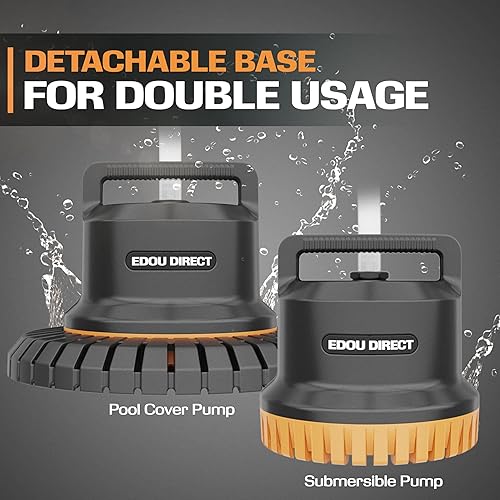 Miniatura 3 de EDOU Bomba de piscina - Bomba sumergible de doble uso y cubierta de piscina - Caudal de 850 GPH - Ideal para drenaje de agua - Bomba ultra