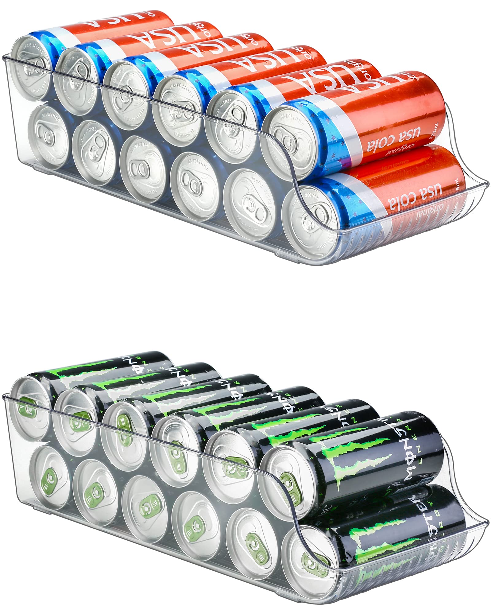 Buy Puricon 2 Pack Skinny Can Drink Dispenser Organizer for Refrigerator, Clear Plastic Tall