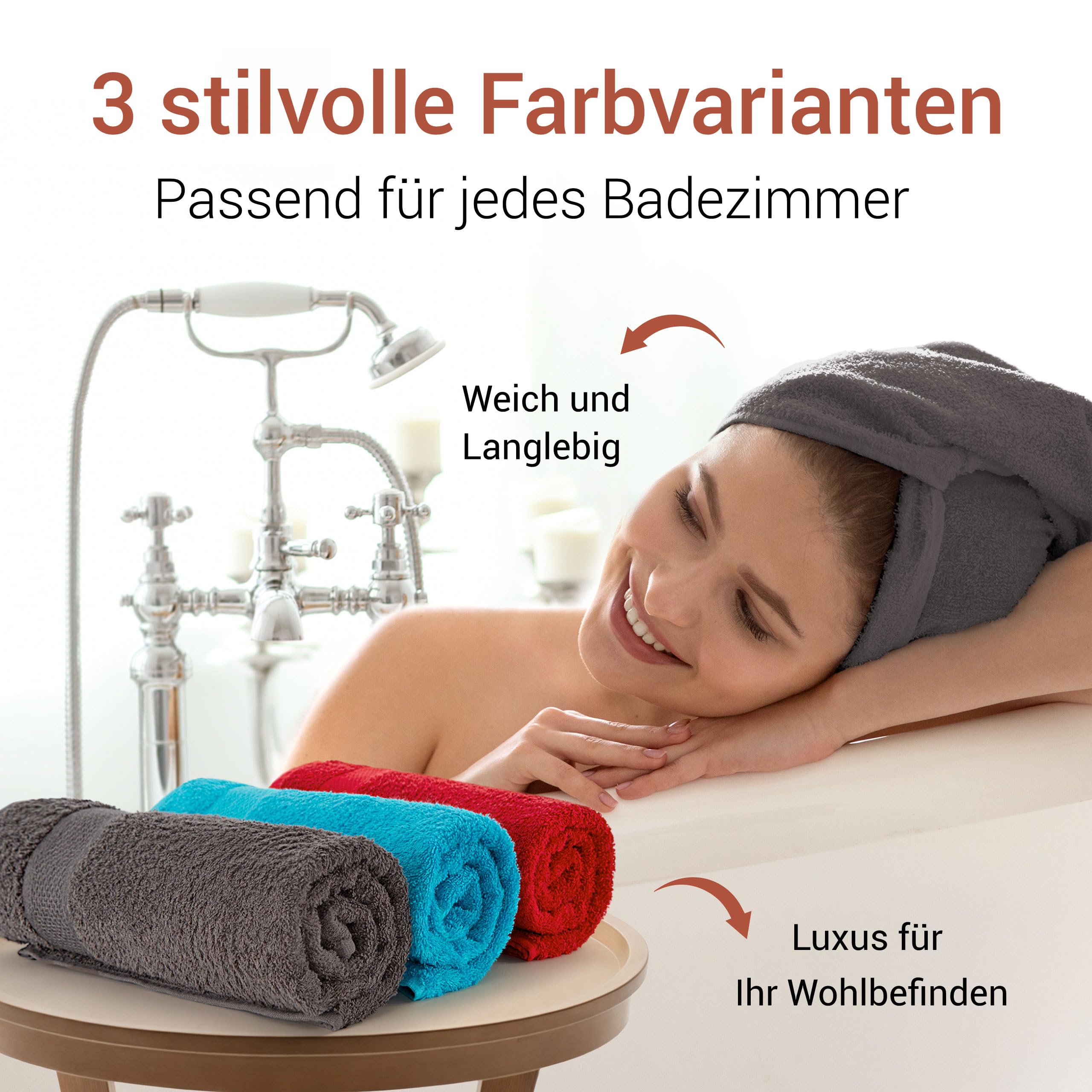 8-teiliges Handtuch Set 100% Baumwolle Oeko Tex 100 50x100cm Badetücher Waschlappen