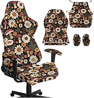 Vista 15 de Funda para silla de jugador de hongos, funda para silla de computadora, 4 piezas, con cremallera, con reposabrazos, para estudio en casa, helechos