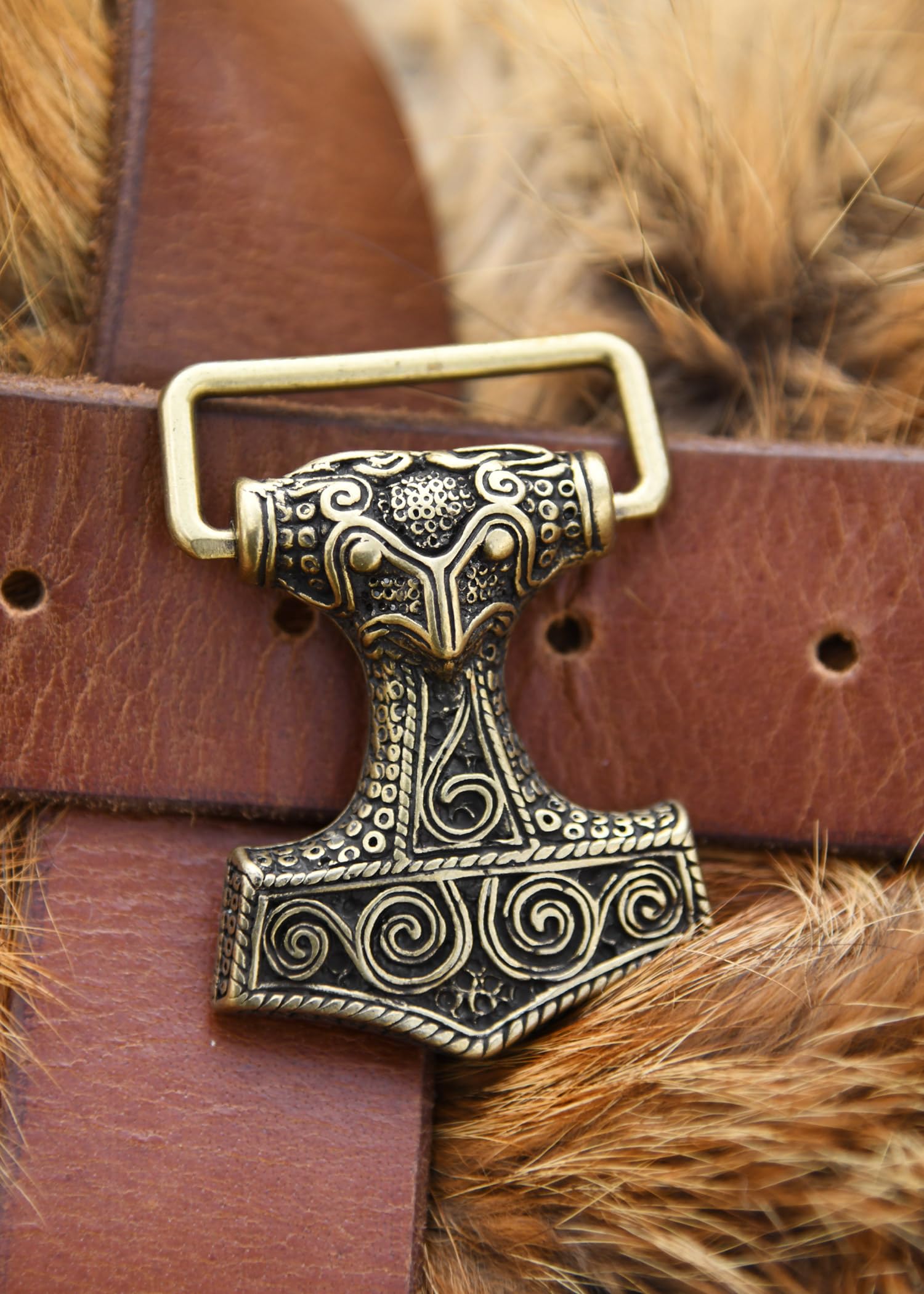 Battle-Merchant Gürtelschnalle - Thorshammer - Mjoelnar LARP Gürtelschließe Wikinger Mittelalter Silber oder Bronze