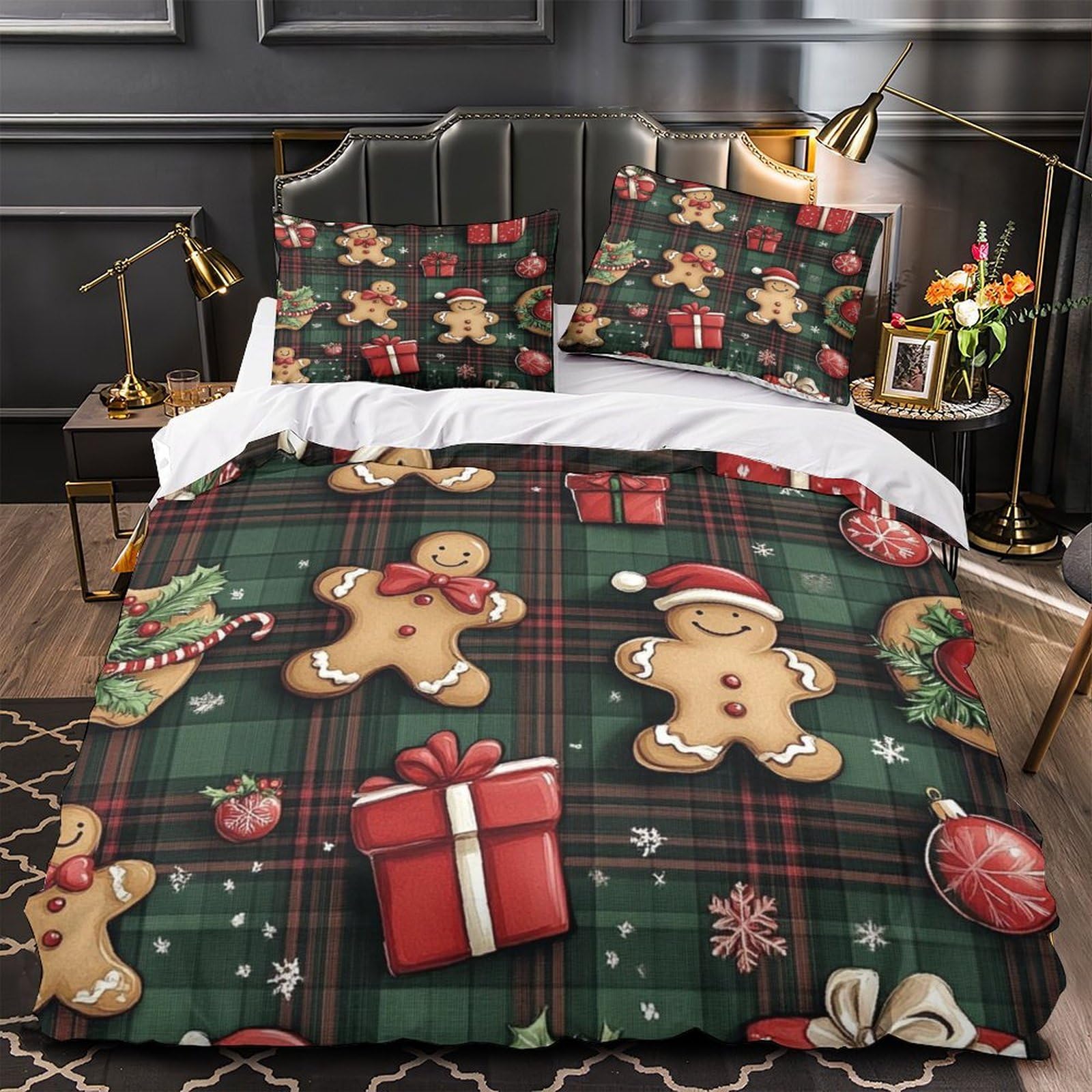 Housse de Couette Sapins de Noël Effet 3D Microfibre Premium Lit Adulte