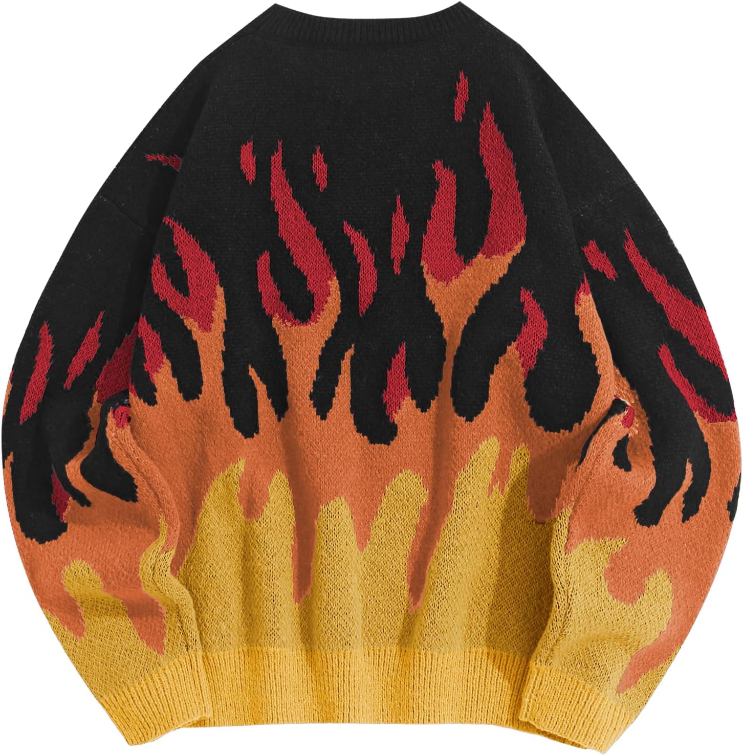 ZAFUL Men's Oversized Sweater Y2K Aesthetic Flame Graphic Crewneck Knit Pullover Unisex Casual Sweaters - Image 3