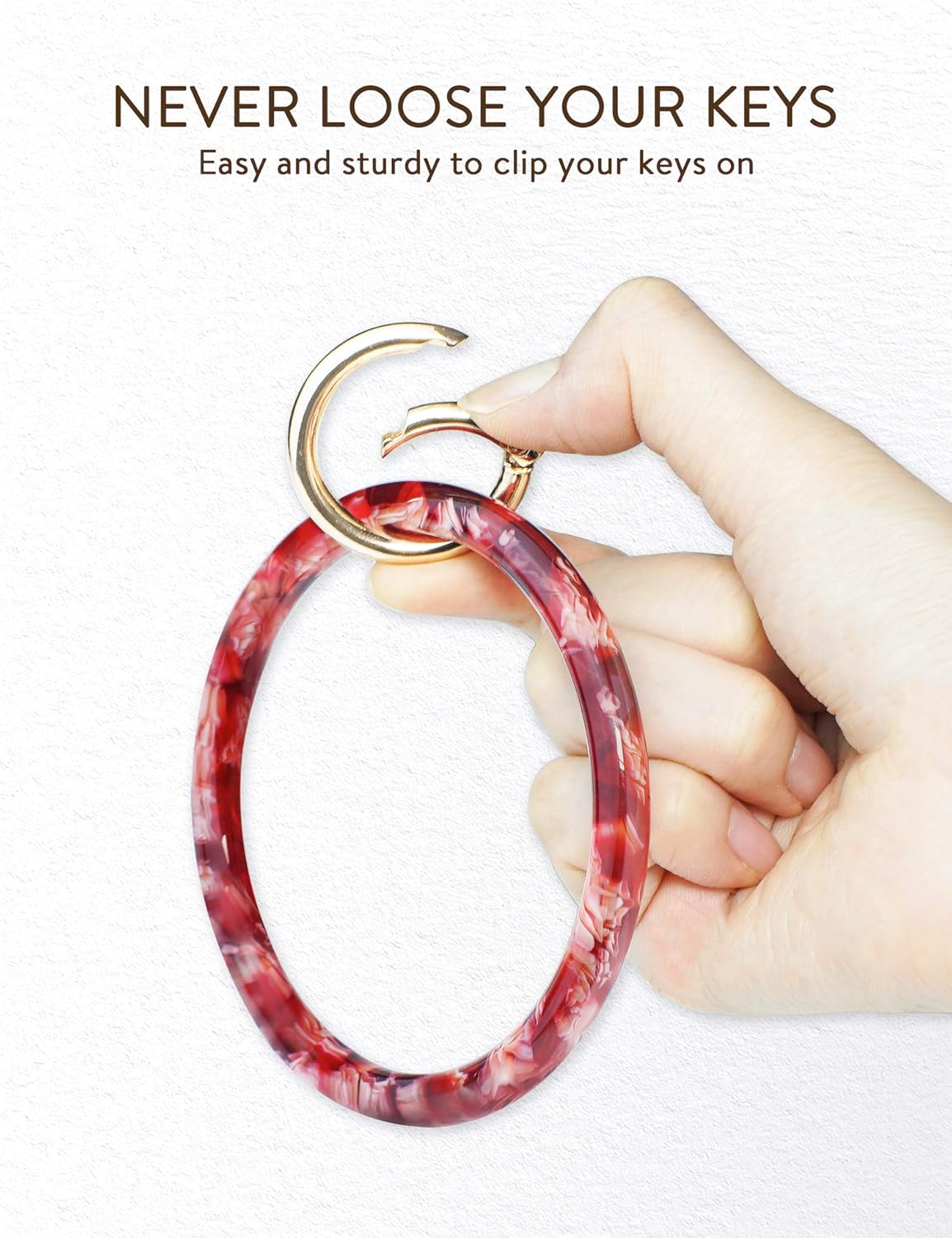 Heesch Bangle Key Ring Bracelet Keychain Key Ring Bracelet for Women, Acetate Circle Keyring for Wrist - Image 6