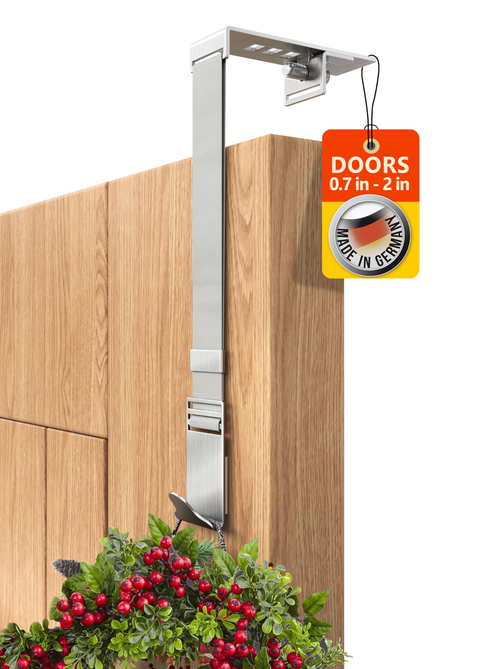 4Smile Wreath Hanger For Front Door – Stainless Steel Wreath Hanger For Christmas, Easter And Halloween, Universal Decoration Holder, Front Door Décor Hooks