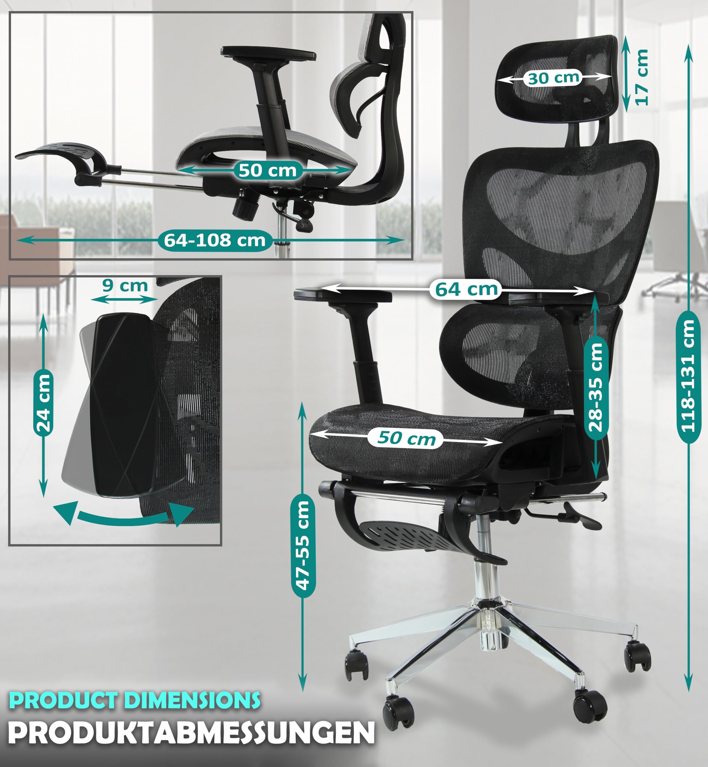 Bureaustoel / Directiestoel ERGOHUMAN PLUS LEGPRO GEN2 Leder met