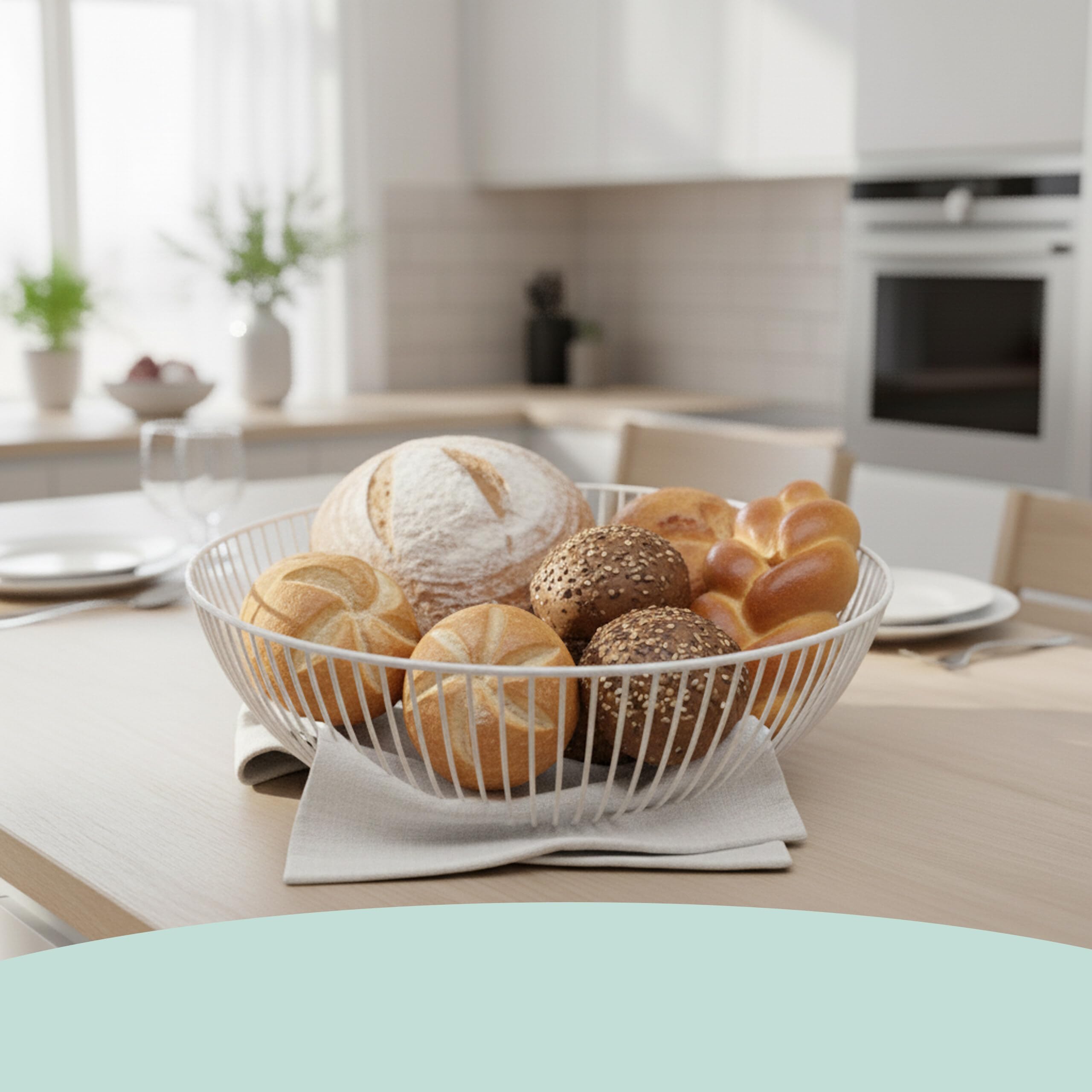 Relaxdays Cestino per Frutta in Metallo, Rotondo, HxD: 8 x 28 cm, Moderno, Bianco, Fruttiere