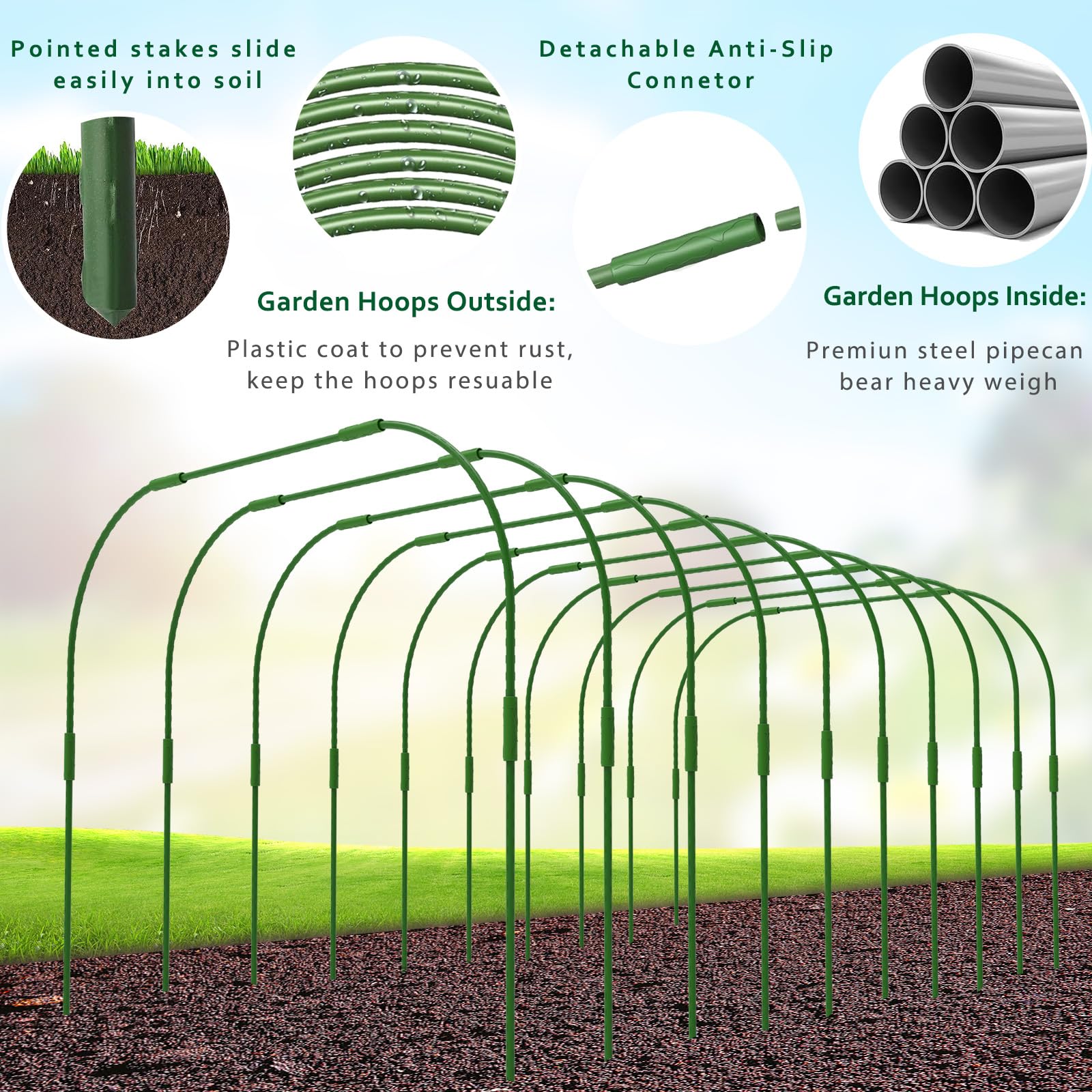 10 x Pflanztunnel, 82x82cm Garden Tunnelbögen, Folientunnel Bögen für Hochbeet, Rostfrei Durable Frei für Abdeckung Frühbeet Hochbeet Gemüsebeet, stabil langlebig & rostfrei