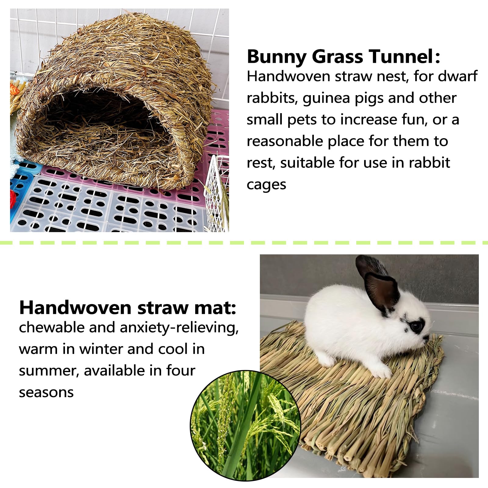 Hamster Hideout BWOGUE Natural Grass Tunnel Toy Fun Hideaway For