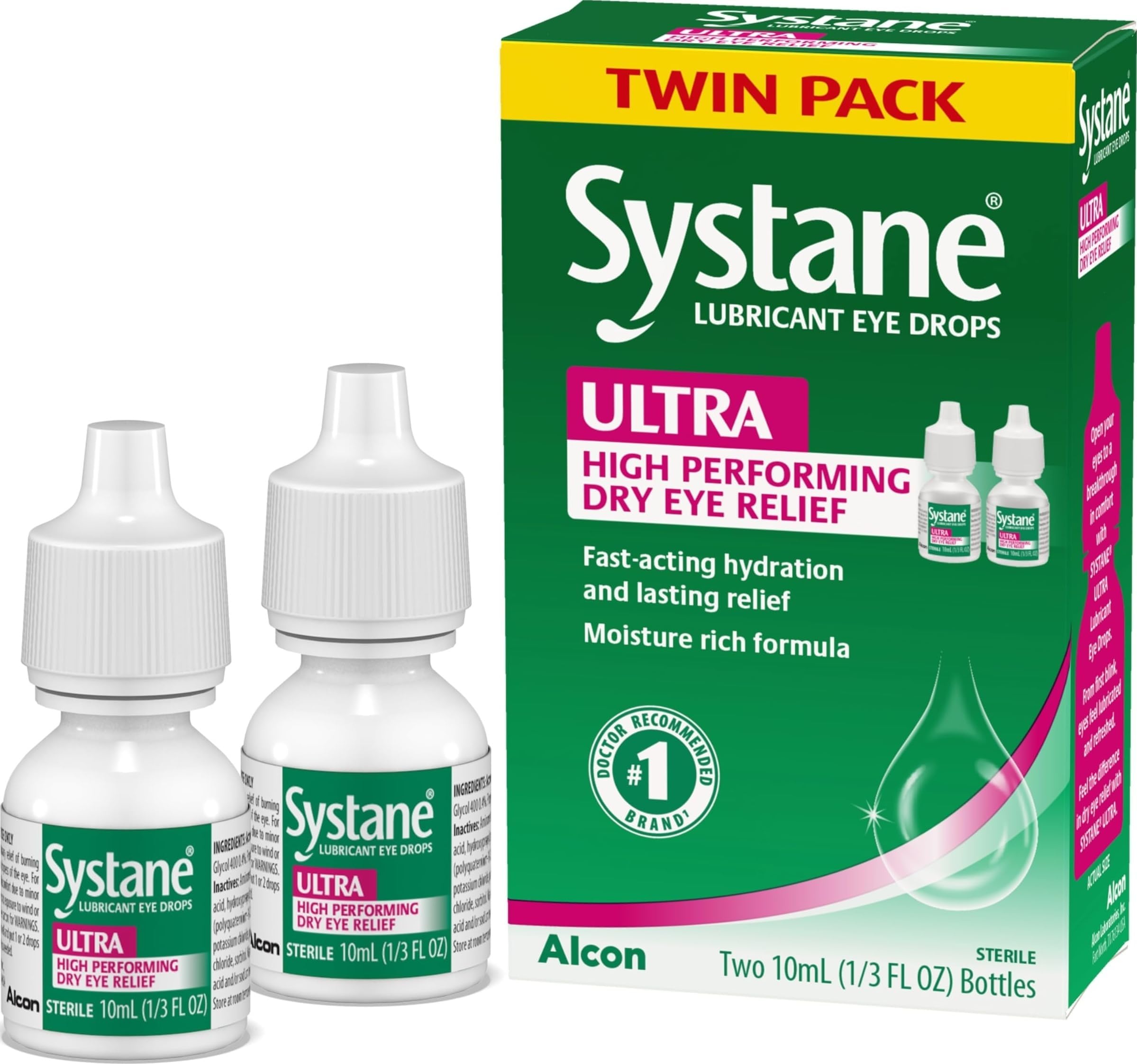 UlTRA Lubricant Dry Eye Drops, 0.33 Fl Oz, 2 Pack