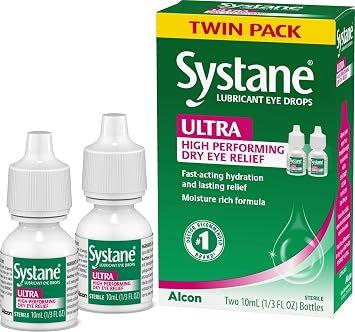 Systane UlTRA Lubricant Dry Eye Drops, 0.33 Fl Oz, 2 Pack