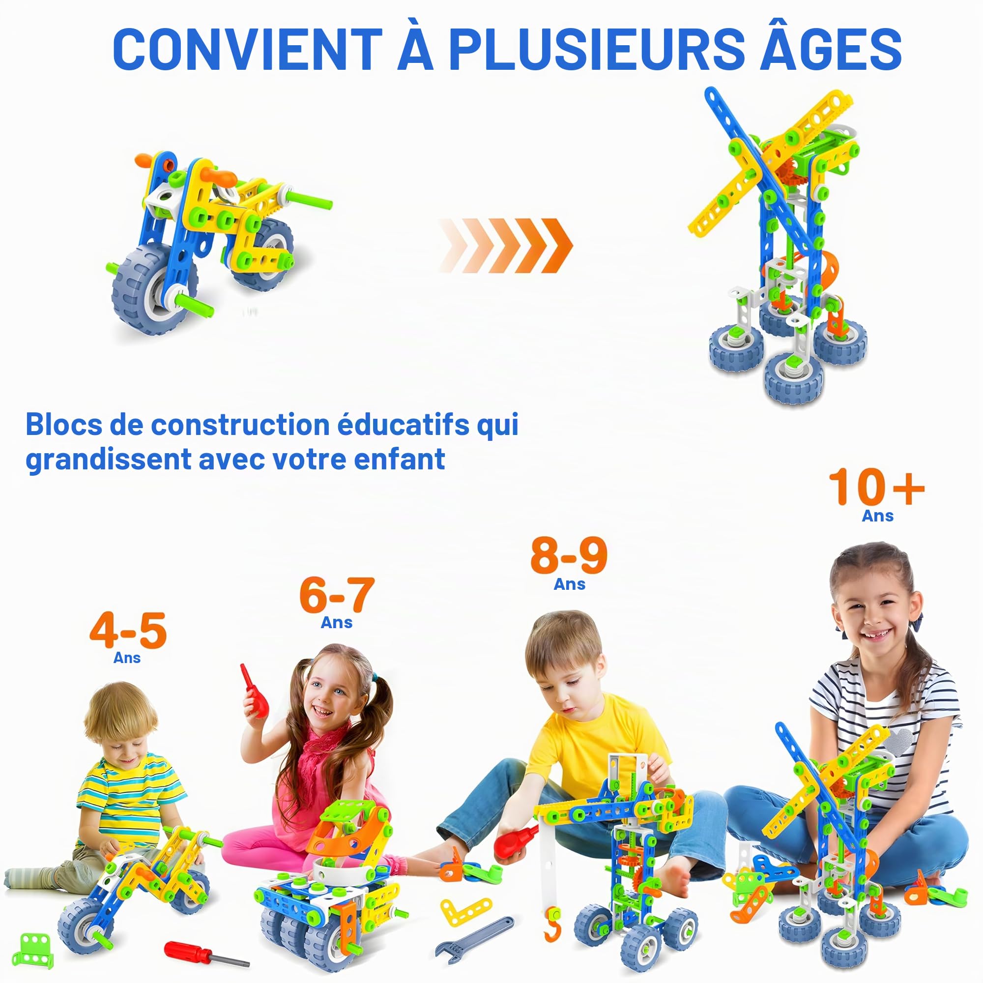 MOONTOY 12-en-1 Jeu de Construction Blocs de Construction 152 pièces, Jeux de Construction Enfant Cadeau 4 5 6 7 8 9 10 11 12 Ans, Jouet de Bloc de Construction 3-12 Ans Jouet Enfant Jouets Créatif