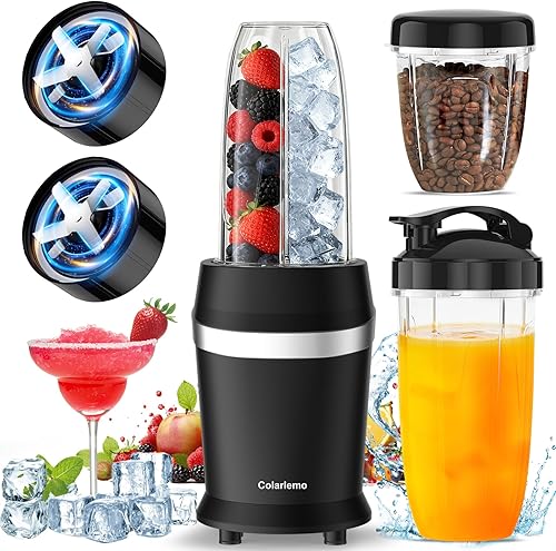 Juego de licuadora de batidos de 12 piezas 25,000 RPM Licuadora personal para triturar hielo, batidos y bebidas congeladas con nueces con tazas