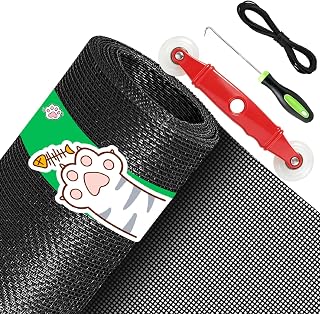 QWR Pet Proof Window Screen Replacement Kit, 39"x118" Durable High Hardness Screen Mesh Replacement Window Screens Repair Kit for Sliding Screen Door,Patio and Windows.(Folded Package with Tool Kit)