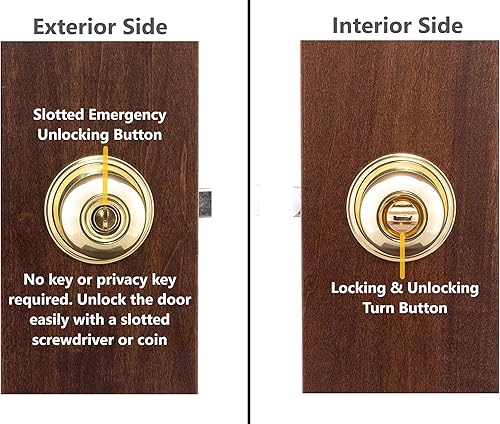 Miniatura 3 de Copper Creek BK2030PB - Pomo de puerta de bola, función de privacidad, 1 paquete, latón pulido y perilla de puerta de bola BK2020PB, función de