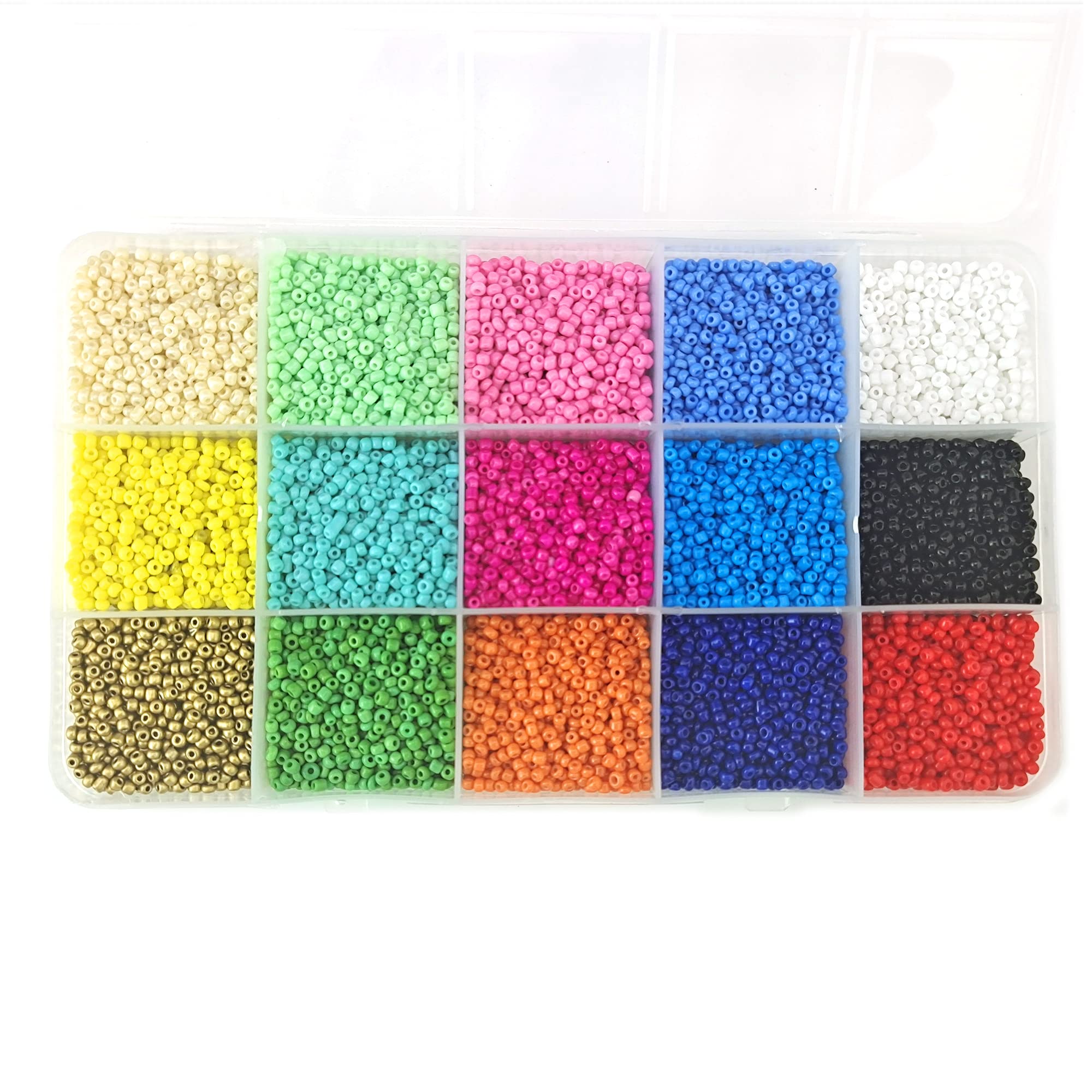 mayared11250 PCs 2mm Glass Seed Beads for Jewelry Making Kit, Bead Craft Kit Set (Mixed)