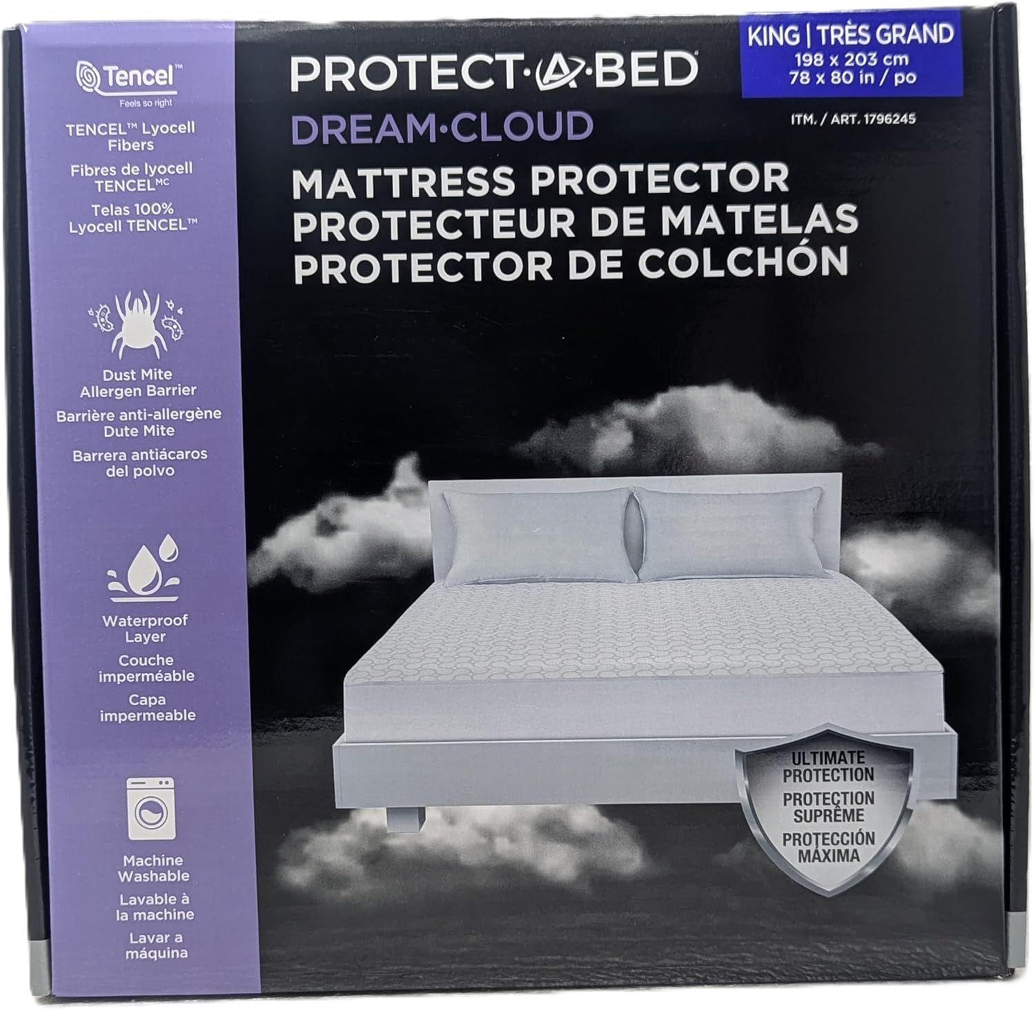 Protect-A-Bed Mattress Protector – Waterproof, Breathable, Tencel Lyocell Top – Available in Queen & King Sizes (King)