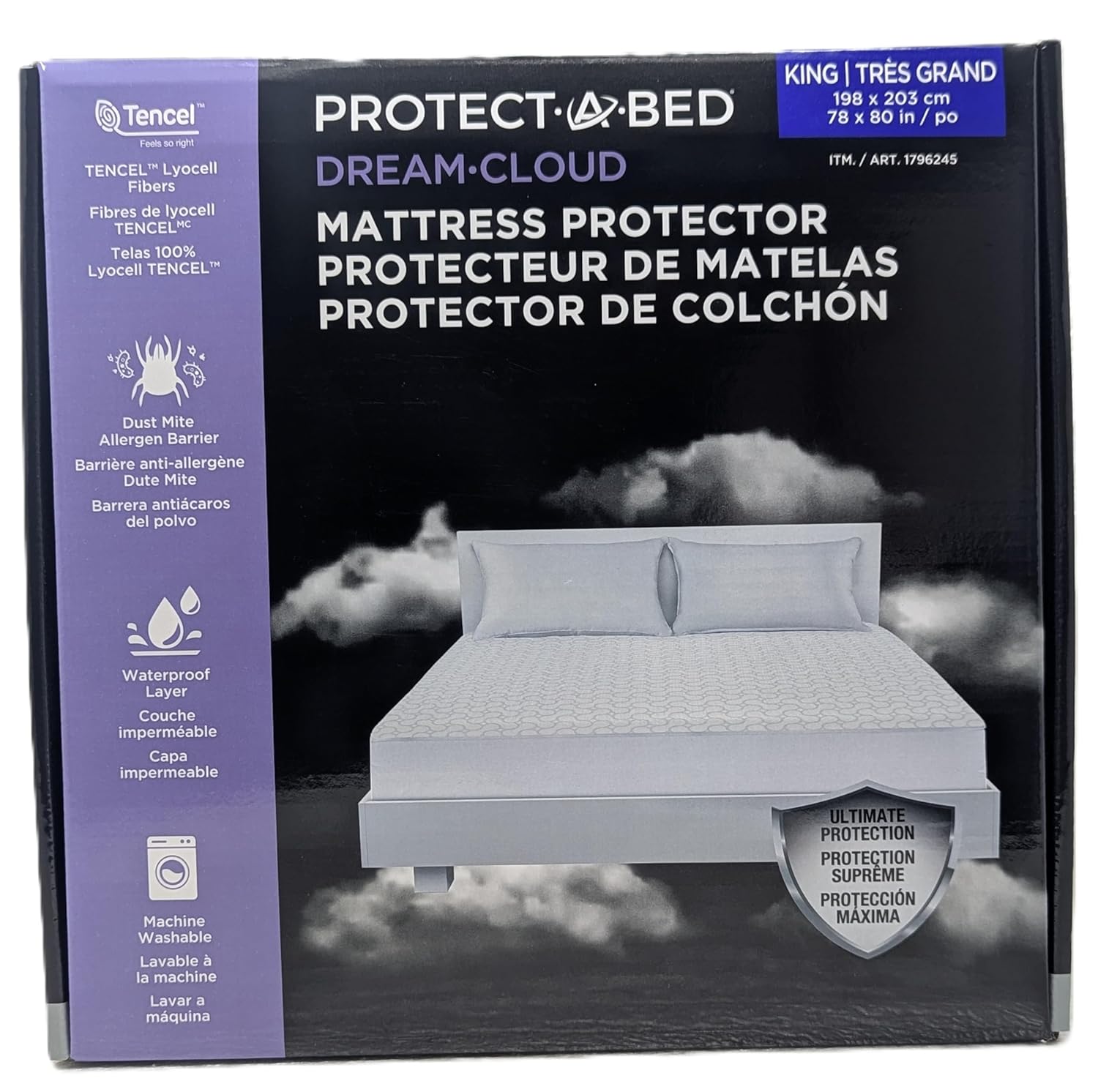 Protect-A-Bed Mattress Protector Waterproof Breathable Tencel Lyocell Top Available in Queen King Sizes King