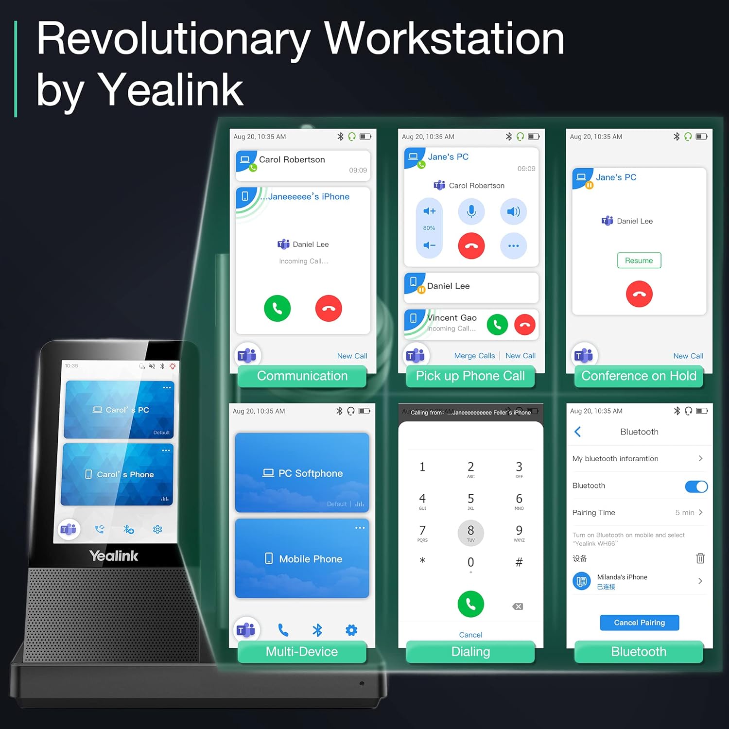 Yealink WH66 Headset connected to a desk phone