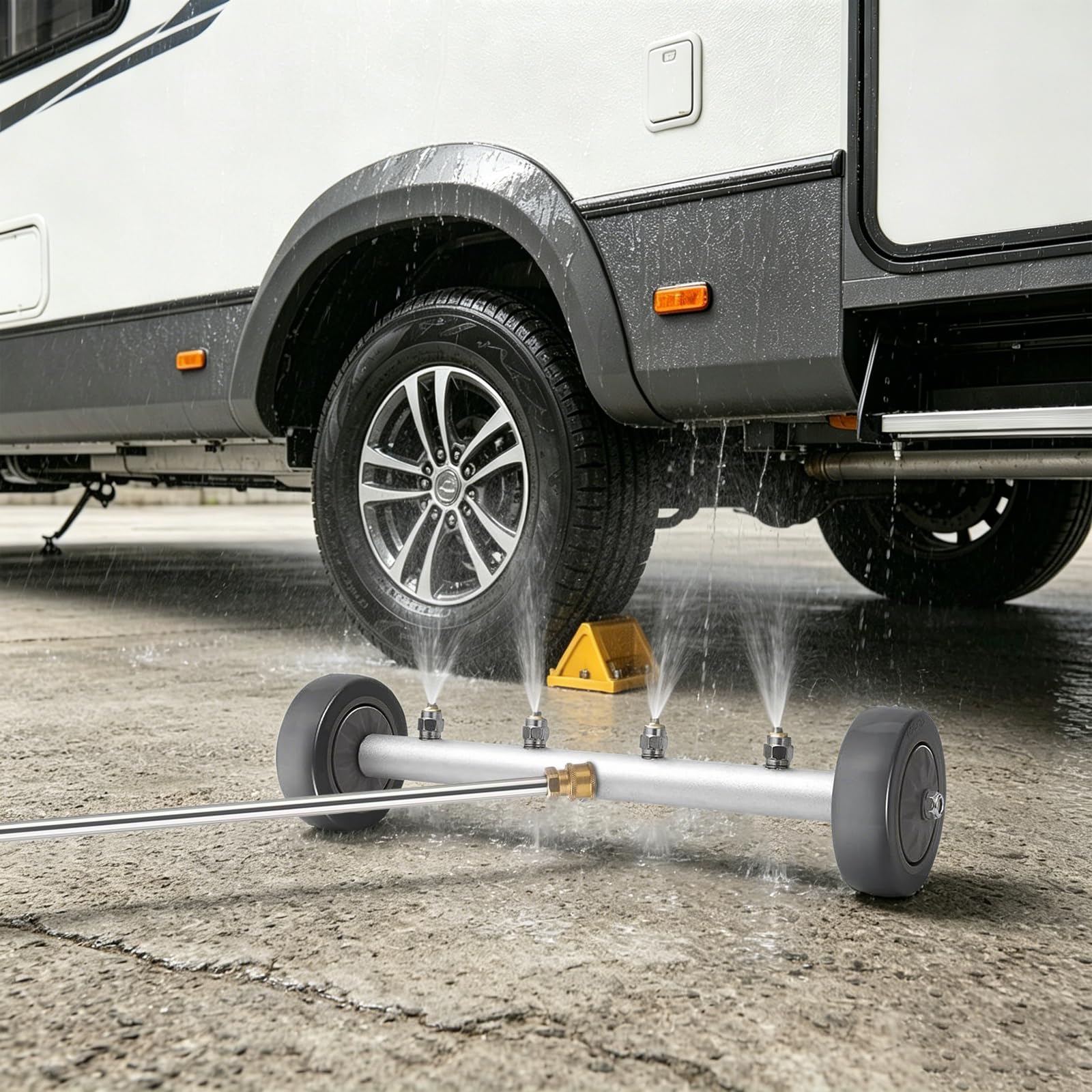 Pulitore sottoscocca per idropulitrice 2 in 1, ugello per telaio e lavapavimenti, per auto, camper, SUV, camion, cortile