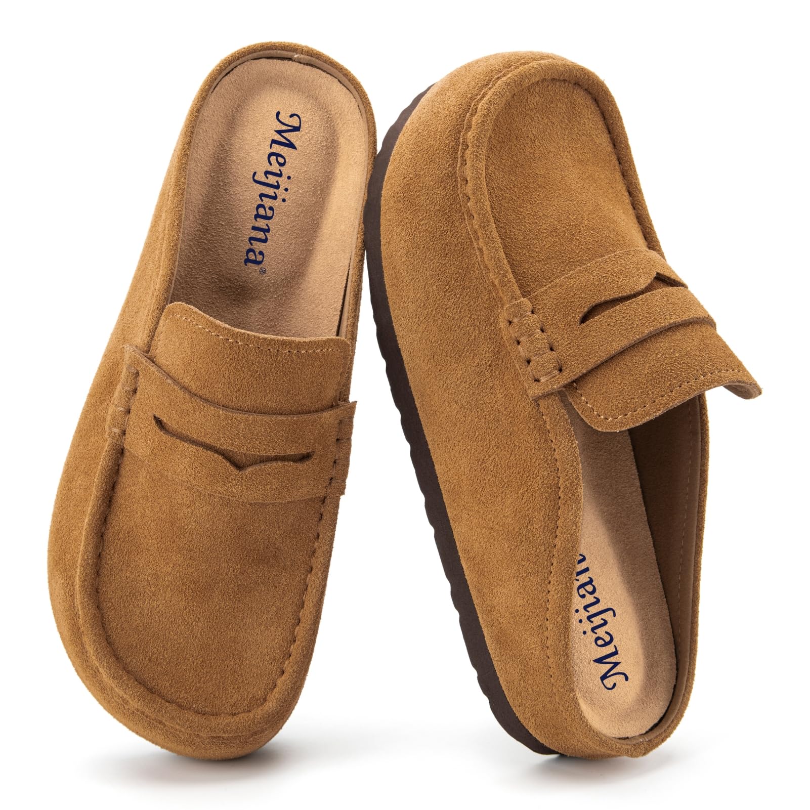 MEIJIANA Zoccoli e Sabot Donna Pantofole con Solette in Sughero Pantofole in Pelle Antiscivolo con Supporto dell'Arco Plantare Scarpe da Giardino 37-41 EU