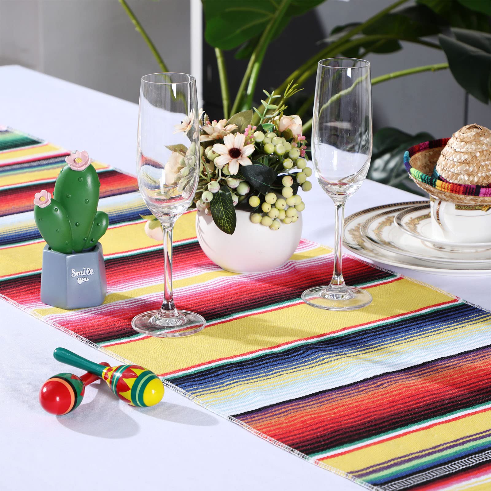 Mexikanische Serape-Tischläufer – 12 Bunte Kunststoff-Läufer Für Fiesta-Partys