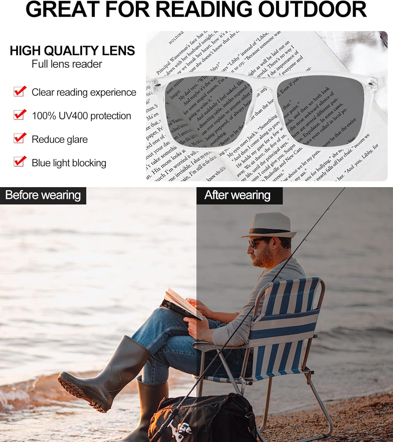 OCCI CHIARI Oversized Reading Glasses Men Large Square Designer Readers 1.0 1.25 1.5 1.75 2.0 2.25 2.5 2.75 3.0 3.5