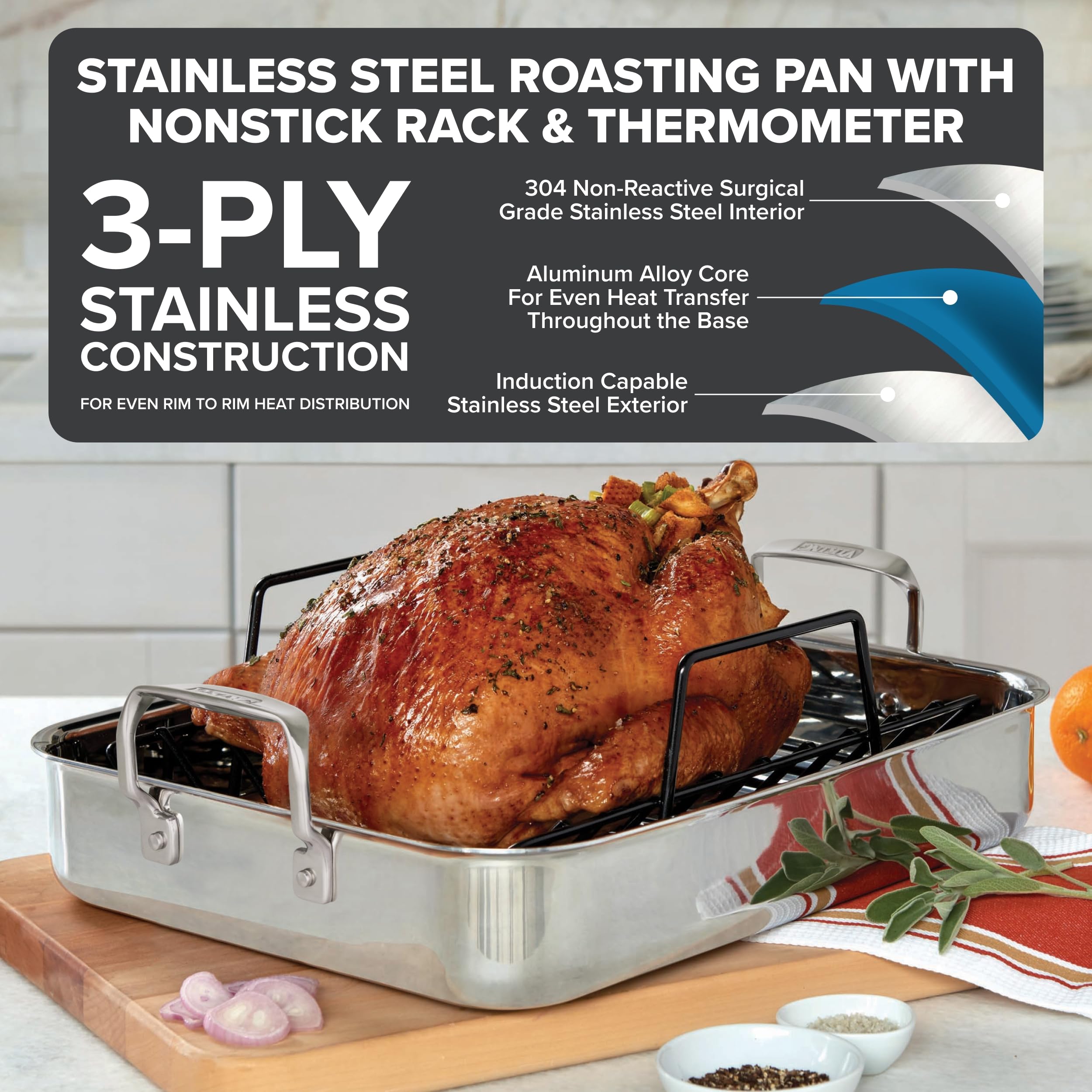 Amazon.com: Viking 3-Ply Stainless Steel Roasting Pan with Non