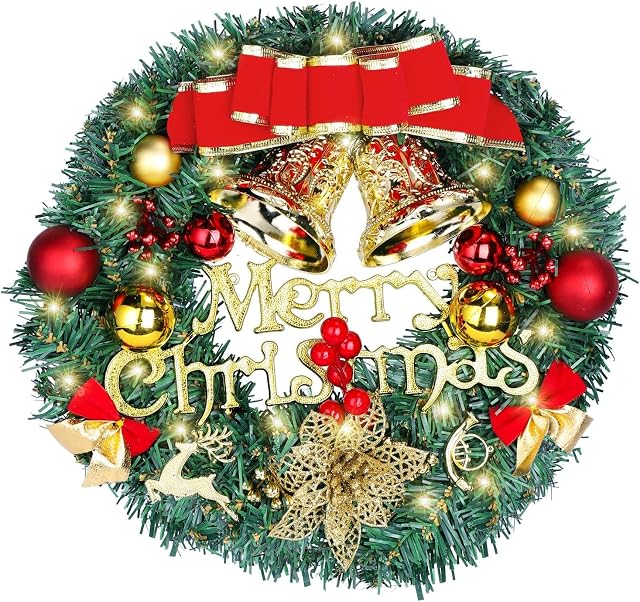 WAIZHIUA 30cm Christmas Wreath Artificial Christmas Front Door Wreath Ornament Christmas Winter Holiday Wreath for Door Wall Fireplace Shop Window Xmas Tree Decoration