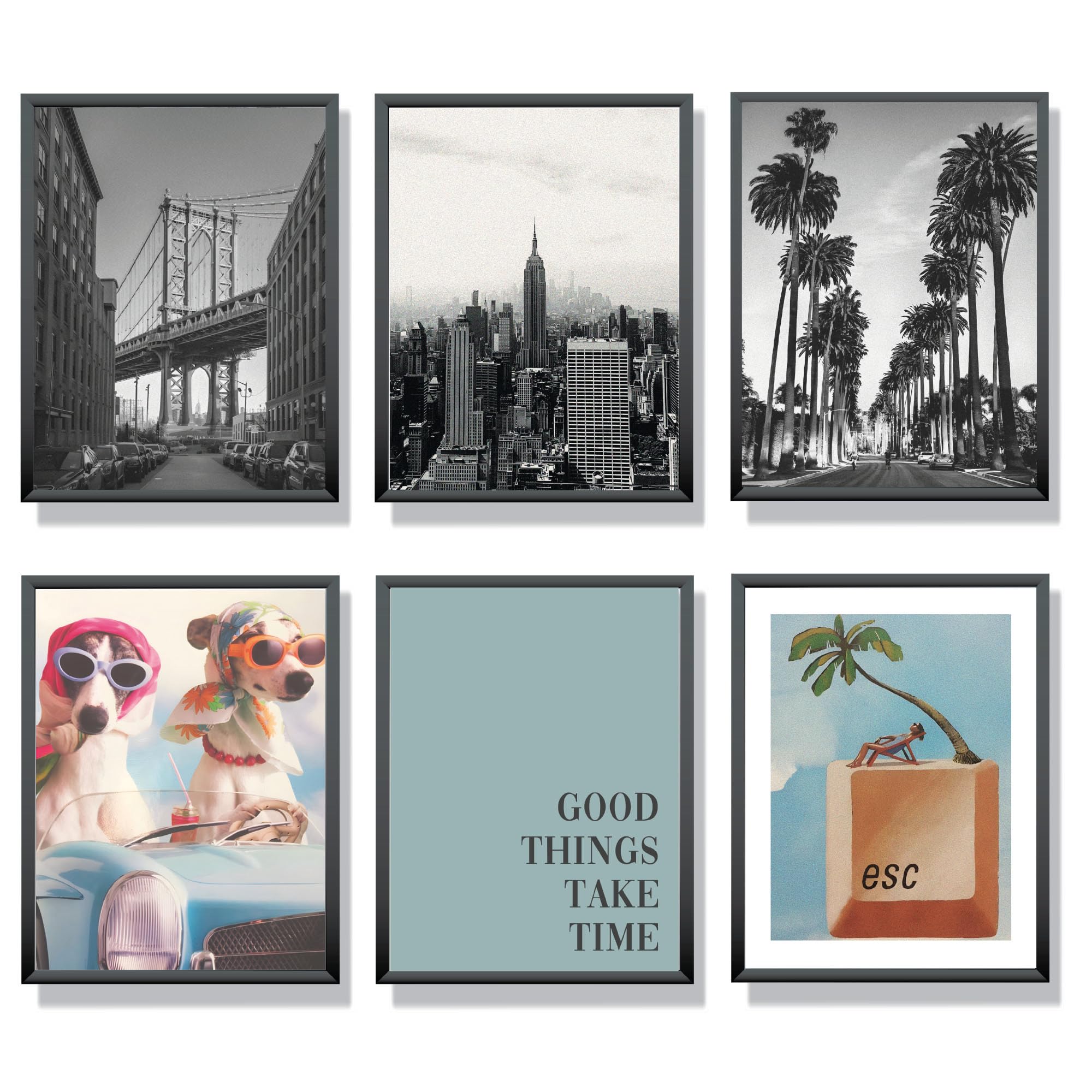 Winund Laminas Decorativas pared 30x40 cm, SIN MARCO, Set de 6 Posters para pared, cuadros decoracion dormitorios, cuadros decoracion salon modernos, laminas para cuadros, cuadros y laminas